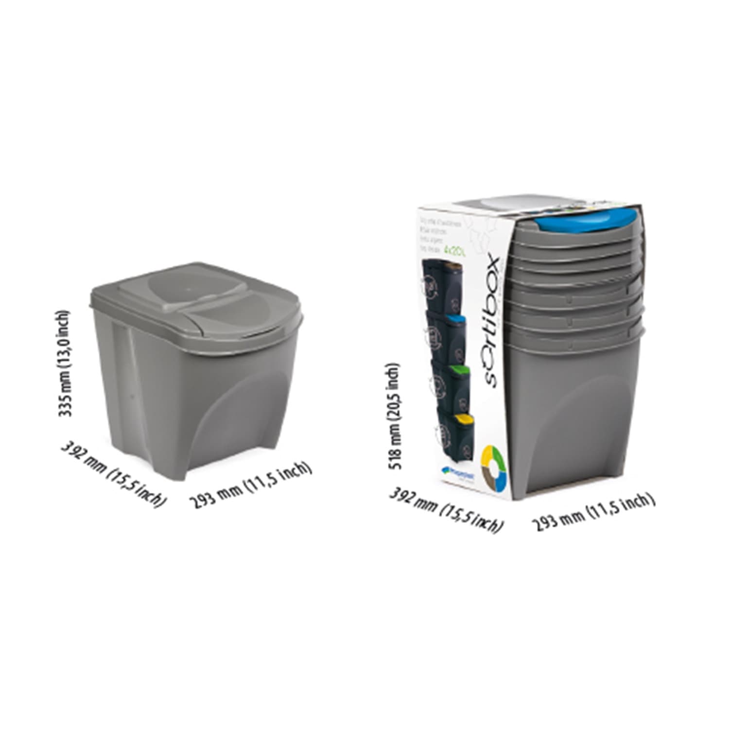 Prosperplast Sortibox komplet košar za odpadke 4x25L, sive 5