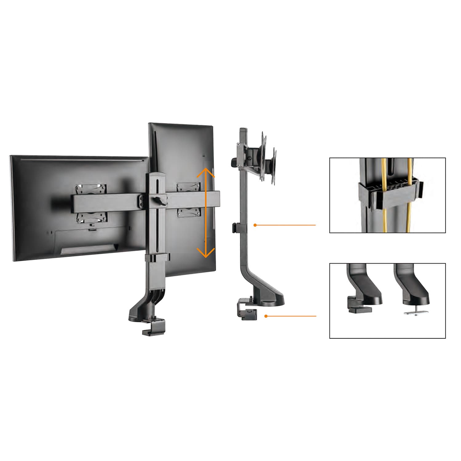 Maclean MC-854 dvojni namizni nosilec za monitor, 17"-27", 14kg, VESA 75x75/100x100 3