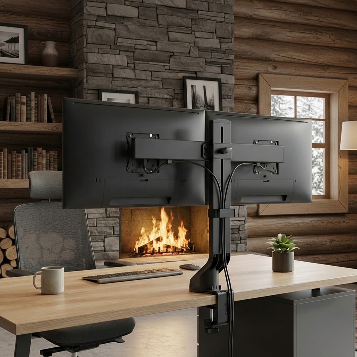 Maclean MC-854 dvojni namizni nosilec za monitor, 17"-27", 14kg, VESA 75x75/100x100 8