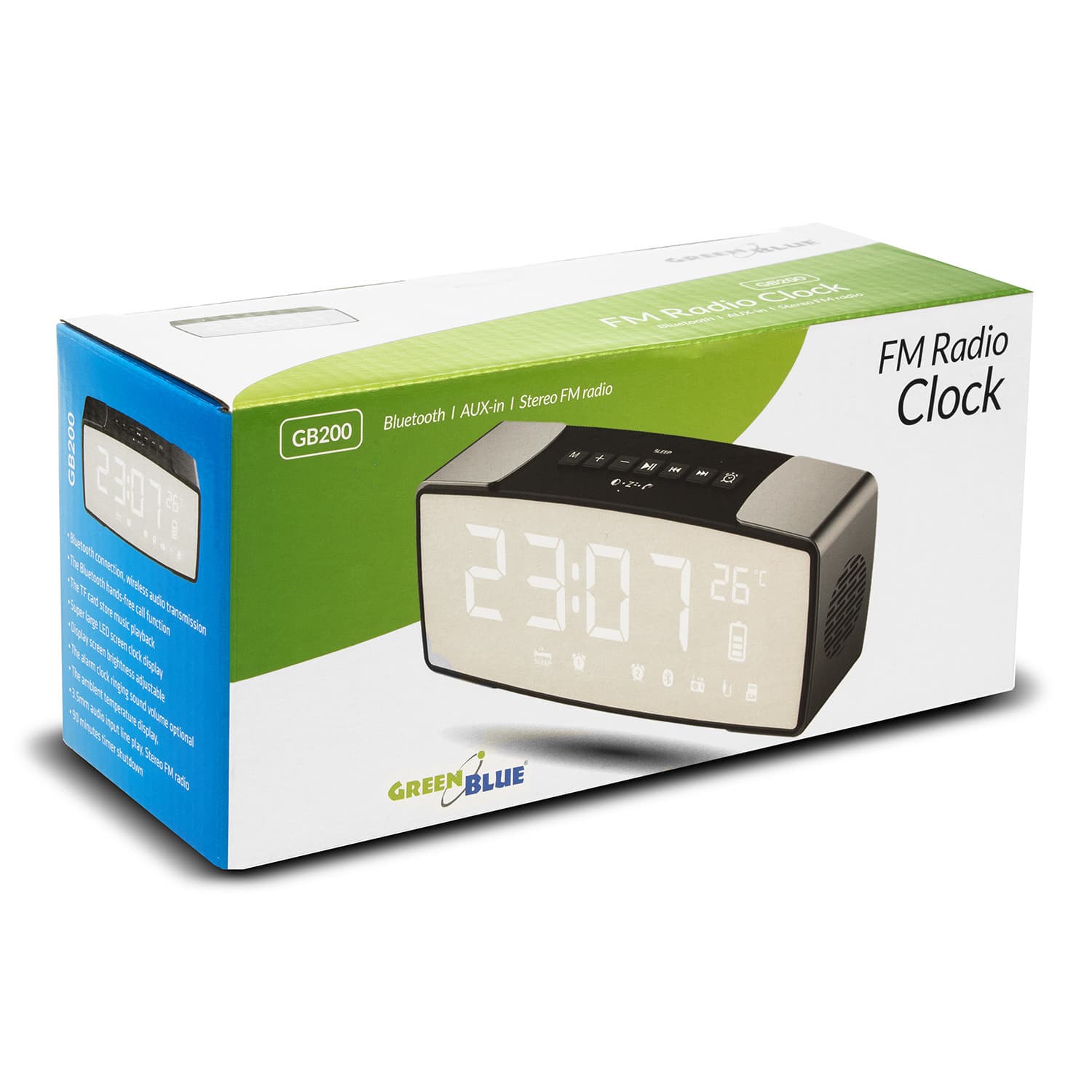 Radiobudilka Bluetooth GreenBlue GB200, FM, AUX, 6W, temperatura, ura 5