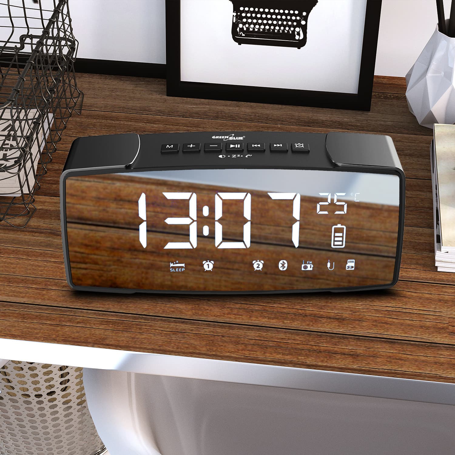 Radiobudilka Bluetooth GreenBlue GB200, FM, AUX, 6W, temperatura, ura 8