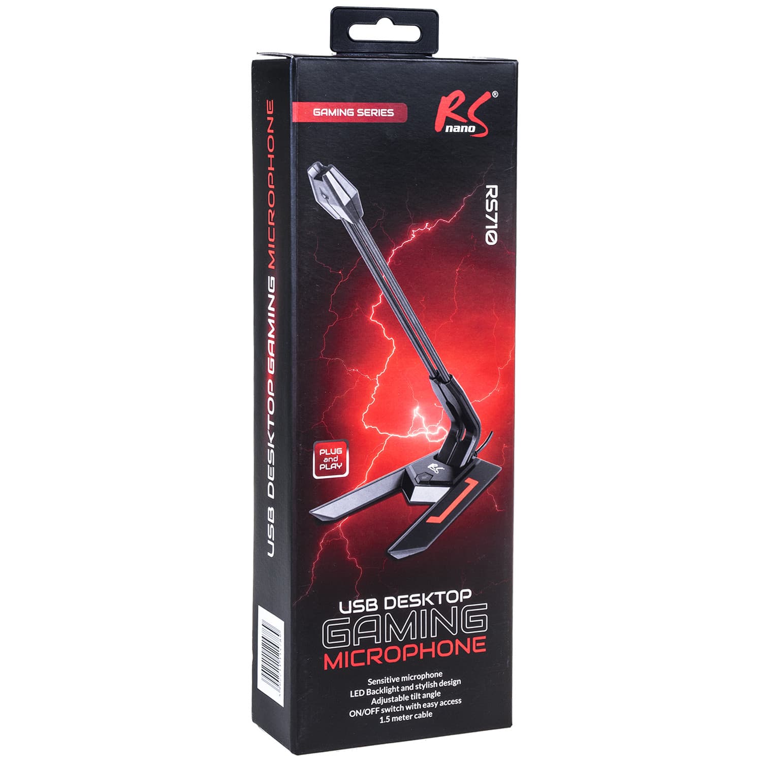 NanoRS RS710 Gaming mikrofon, LED, USB, 1.5m, črna 4