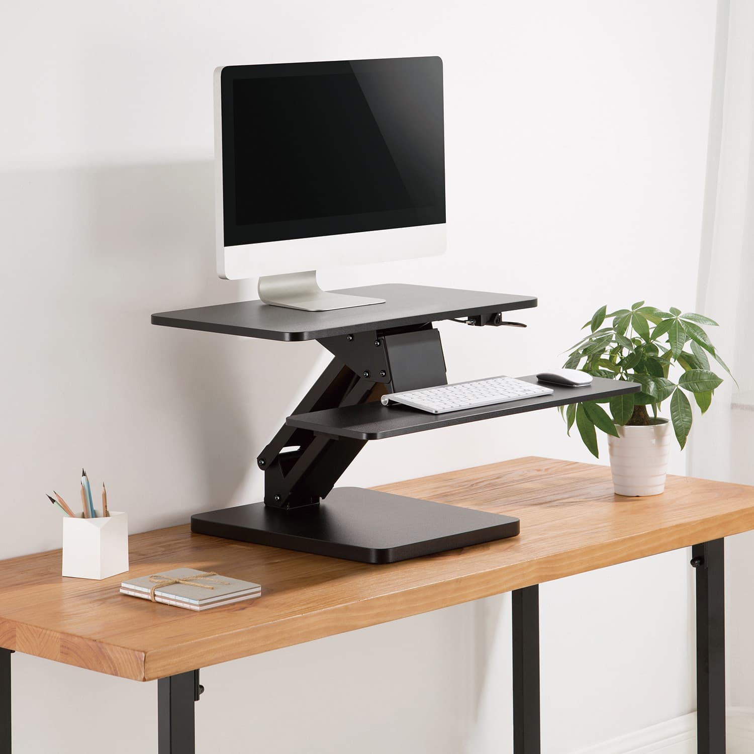Maclean MC-882 Stojalo za monitor/laptop/tipkovnico, delo stoje/sede, črno 2