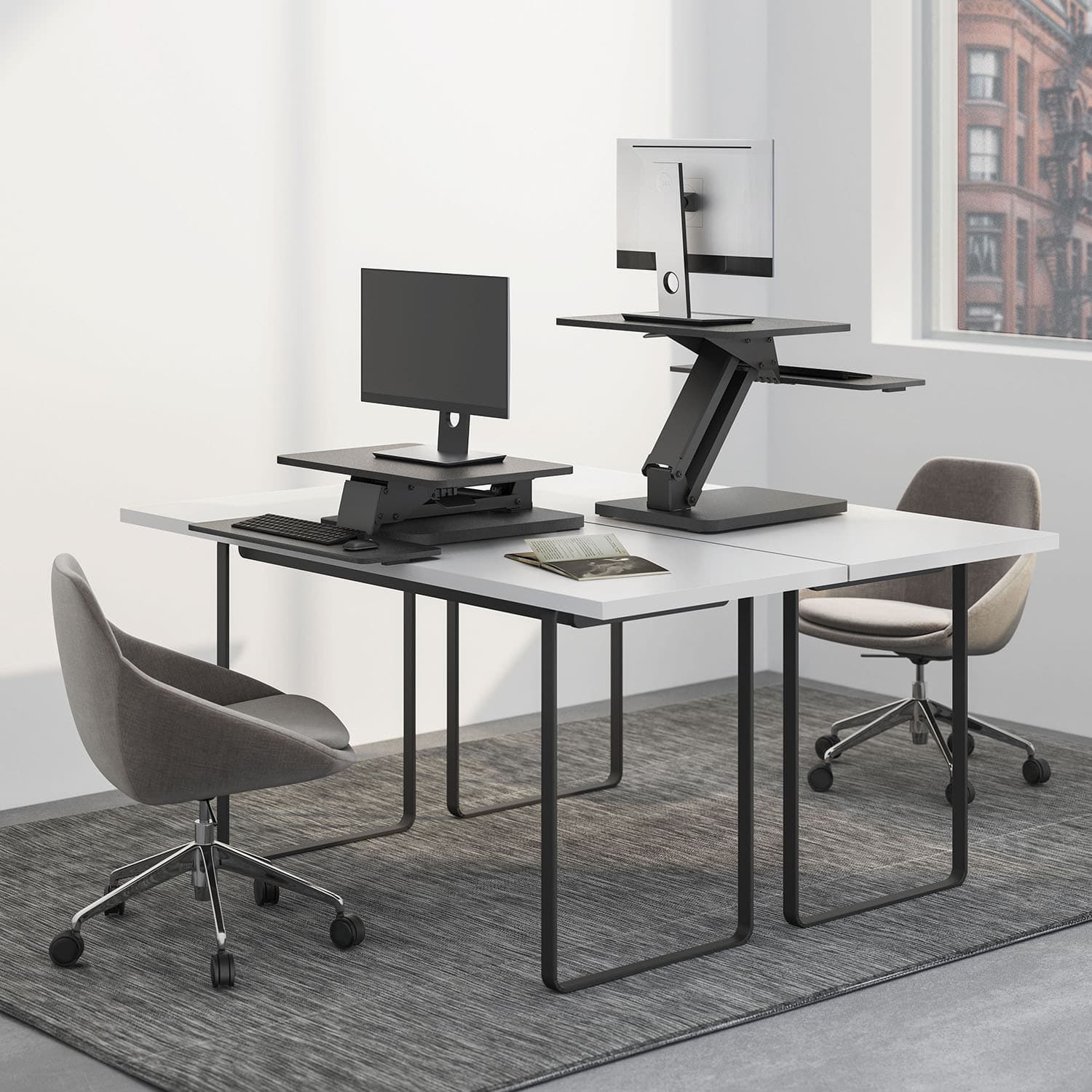 Maclean MC-882 Stojalo za monitor/laptop/tipkovnico, delo stoje/sede, črno 7