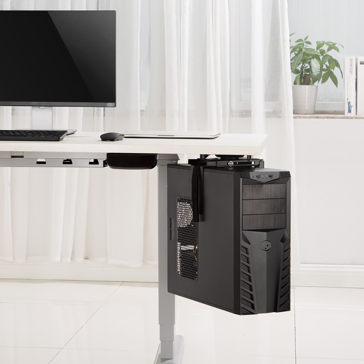 Maclean MC-885B Podpultni nosilec za PC, nastavljiv, črn 7