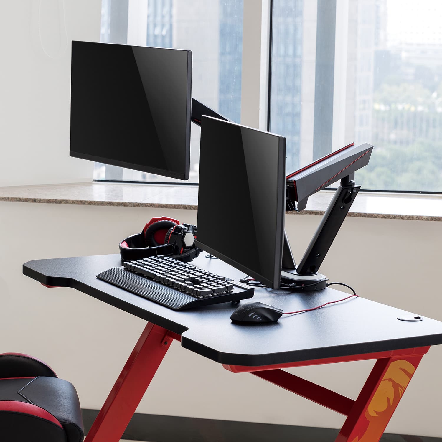 NanoRS RS887 Gaming nosilec za 2 monitorja (17-32"), črn 5