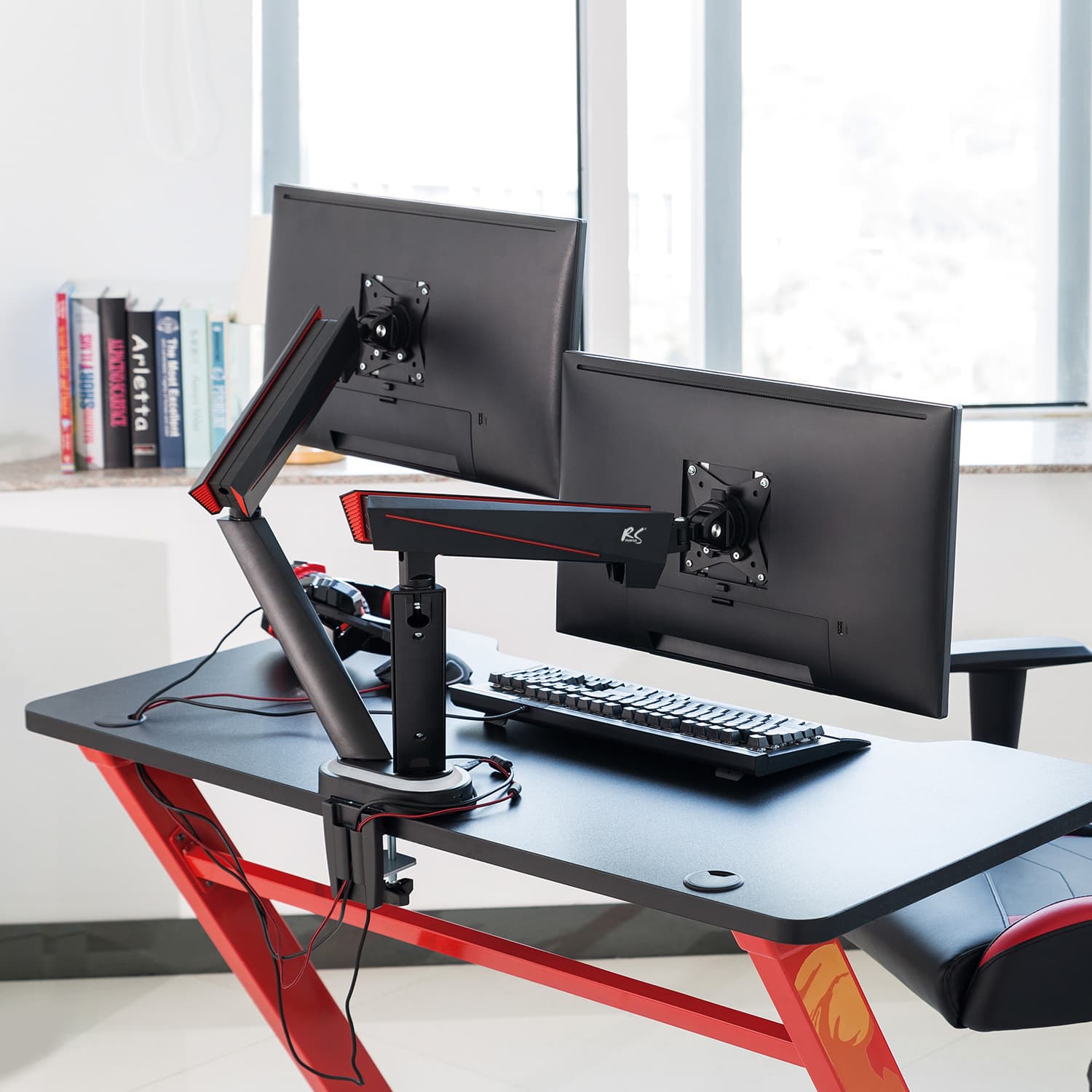 NanoRS RS887 Gaming nosilec za 2 monitorja (17-32"), črn 8