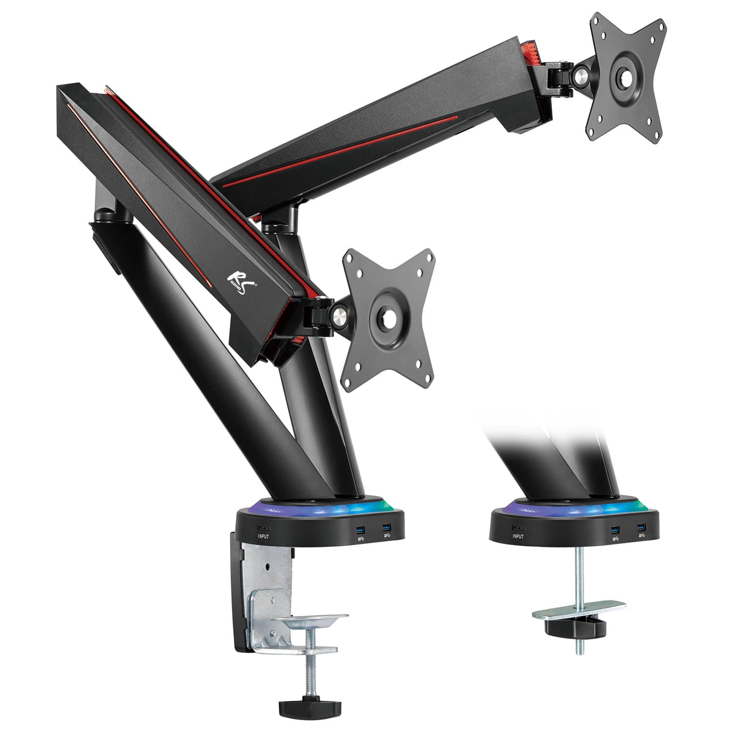 NanoRS RS887 Gaming nosilec za 2 monitorja (17-32"), črn