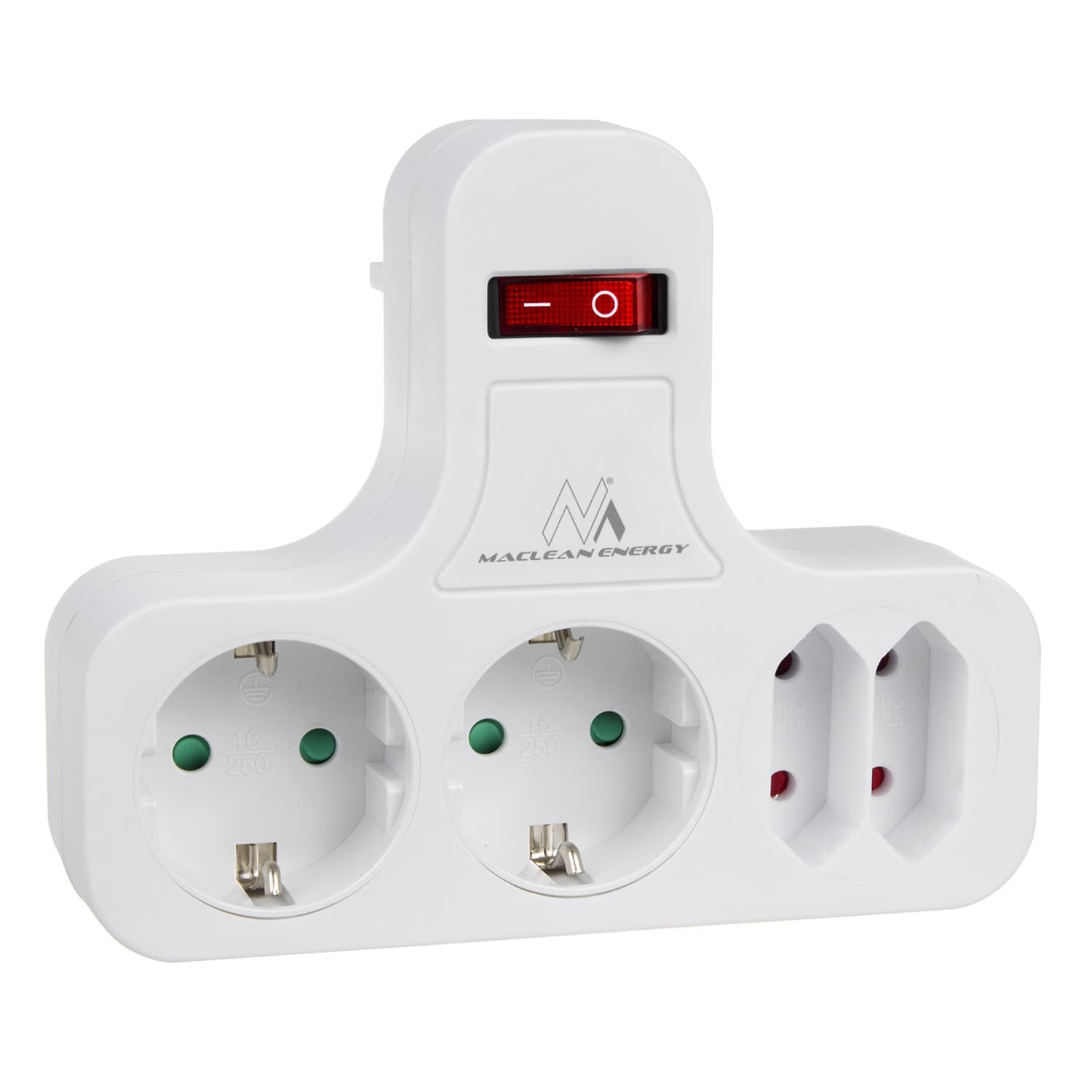 Podaljšek/razdelilec Maclean Energy MCE224 G, 4 schuko vtičnice, bel