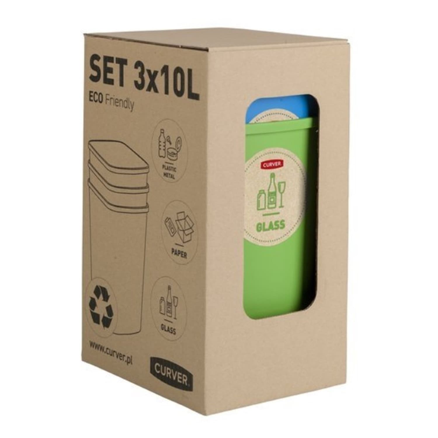Set 3 košar za ločevanje odpadkov CURVER Eco Friendly 3x9L 3