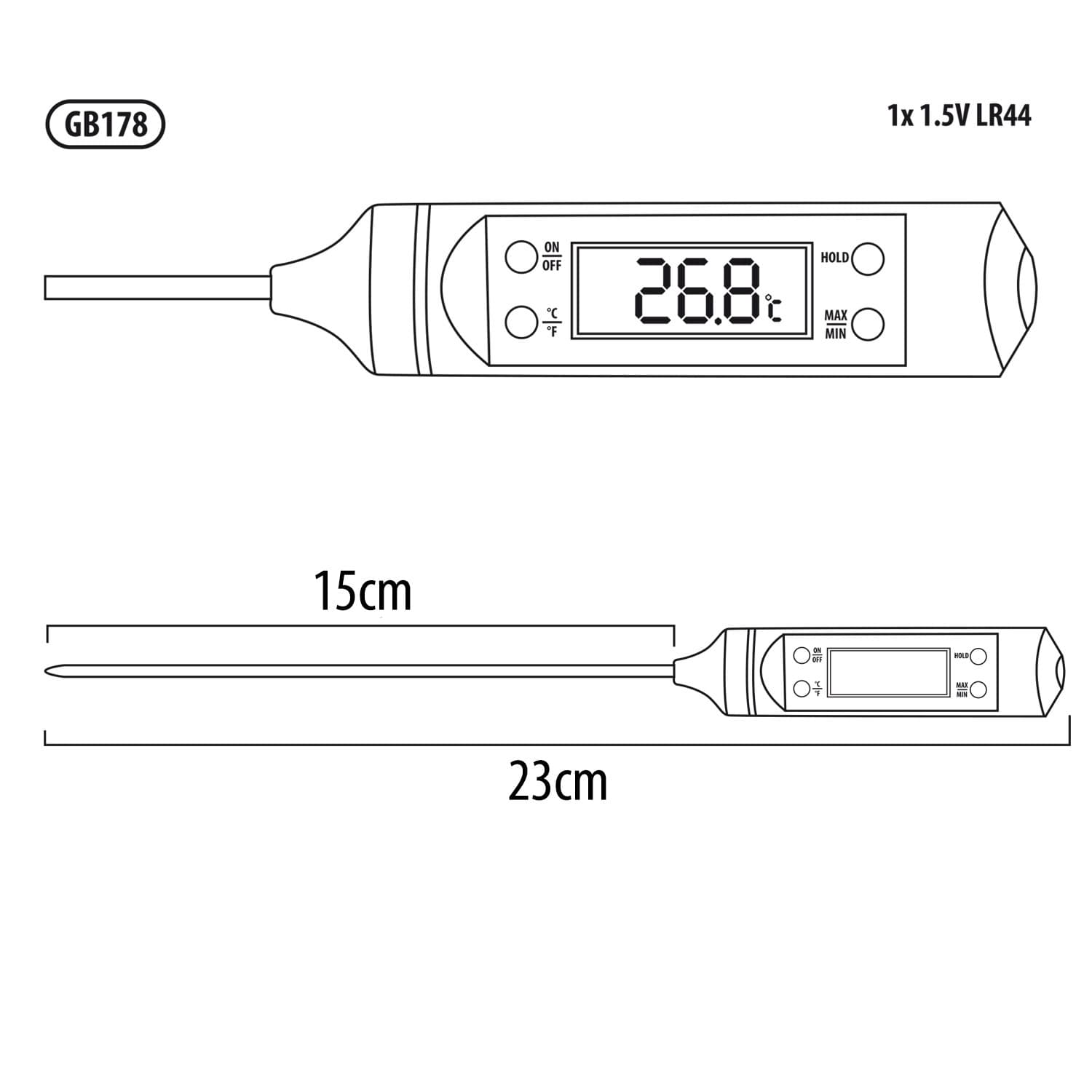 Kuhinjski termometer/sonda GreenBlue GB178, 15cm 7