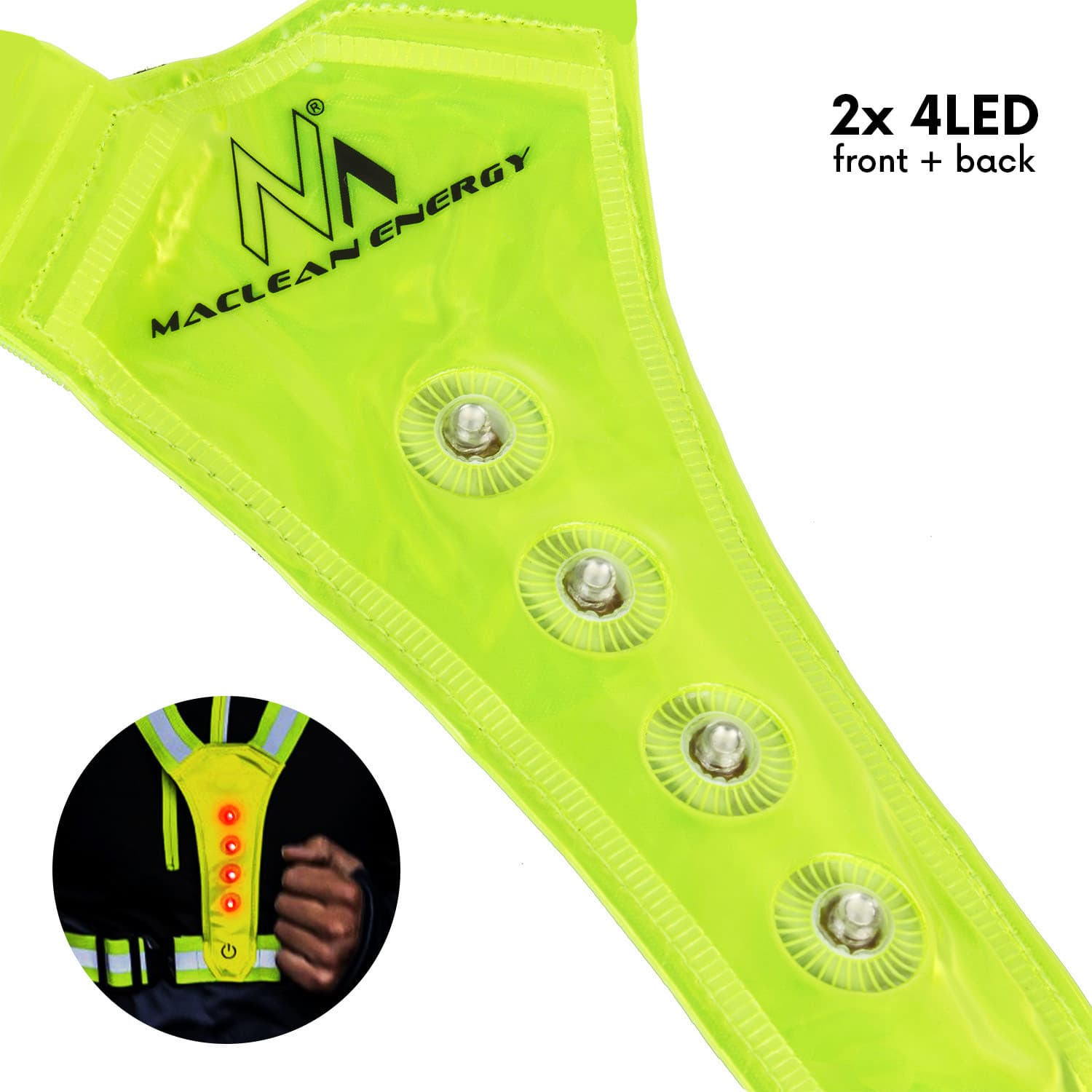 LED odsevni telovnik Maclean MCE425 za tek/kolo, vodoodporen 4