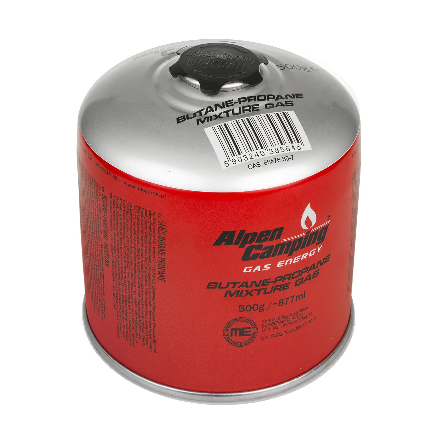 Plinska kartuša Alpen Camping 500g, navoj 7/16", standard EN417 2
