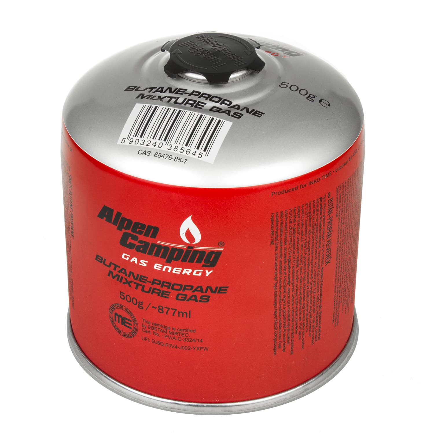 Plinska kartuša Alpen Camping 500g, navoj 7/16", standard EN417 4
