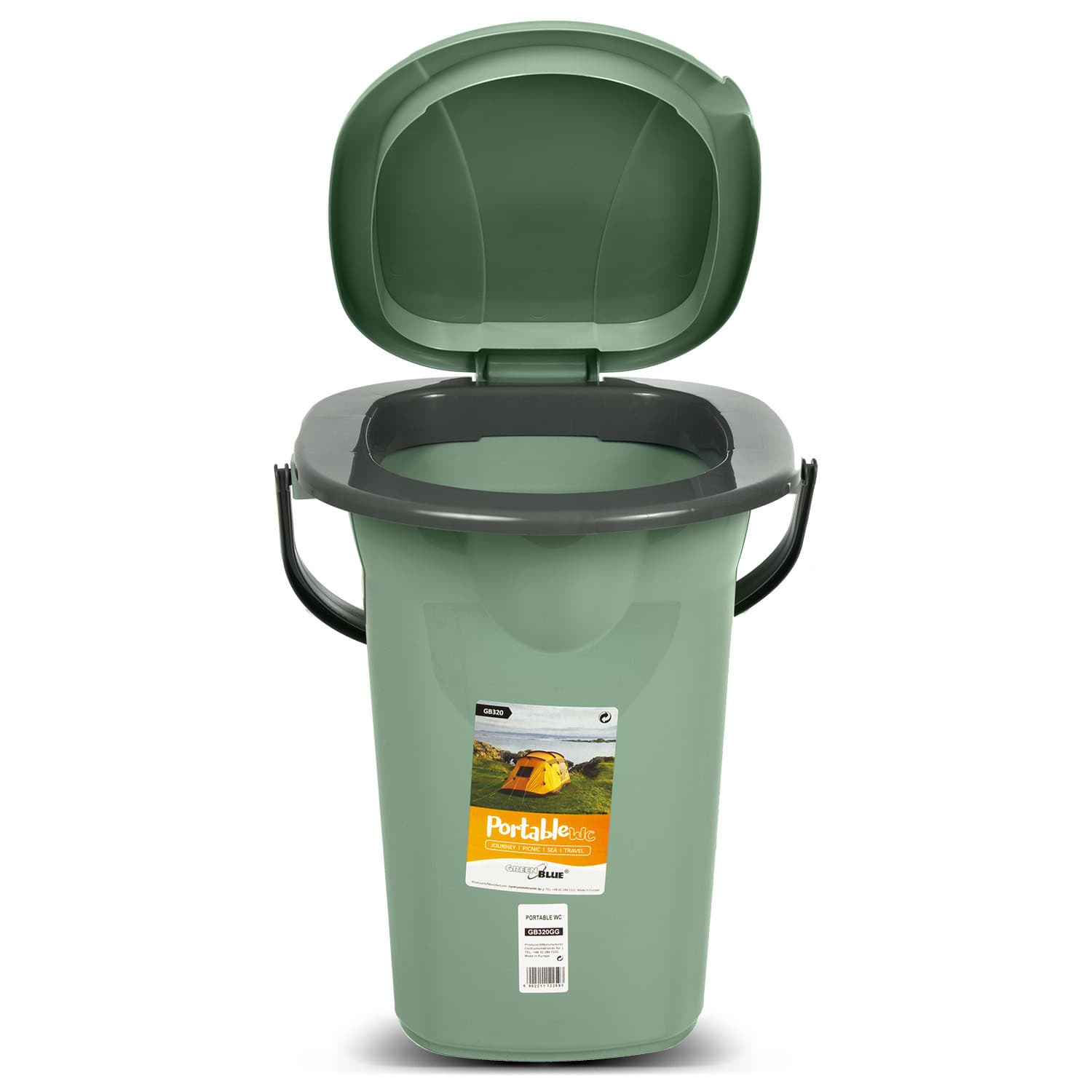 Potovalni WC GreenBlue GB320GG, zeleno-siv, 19L 2