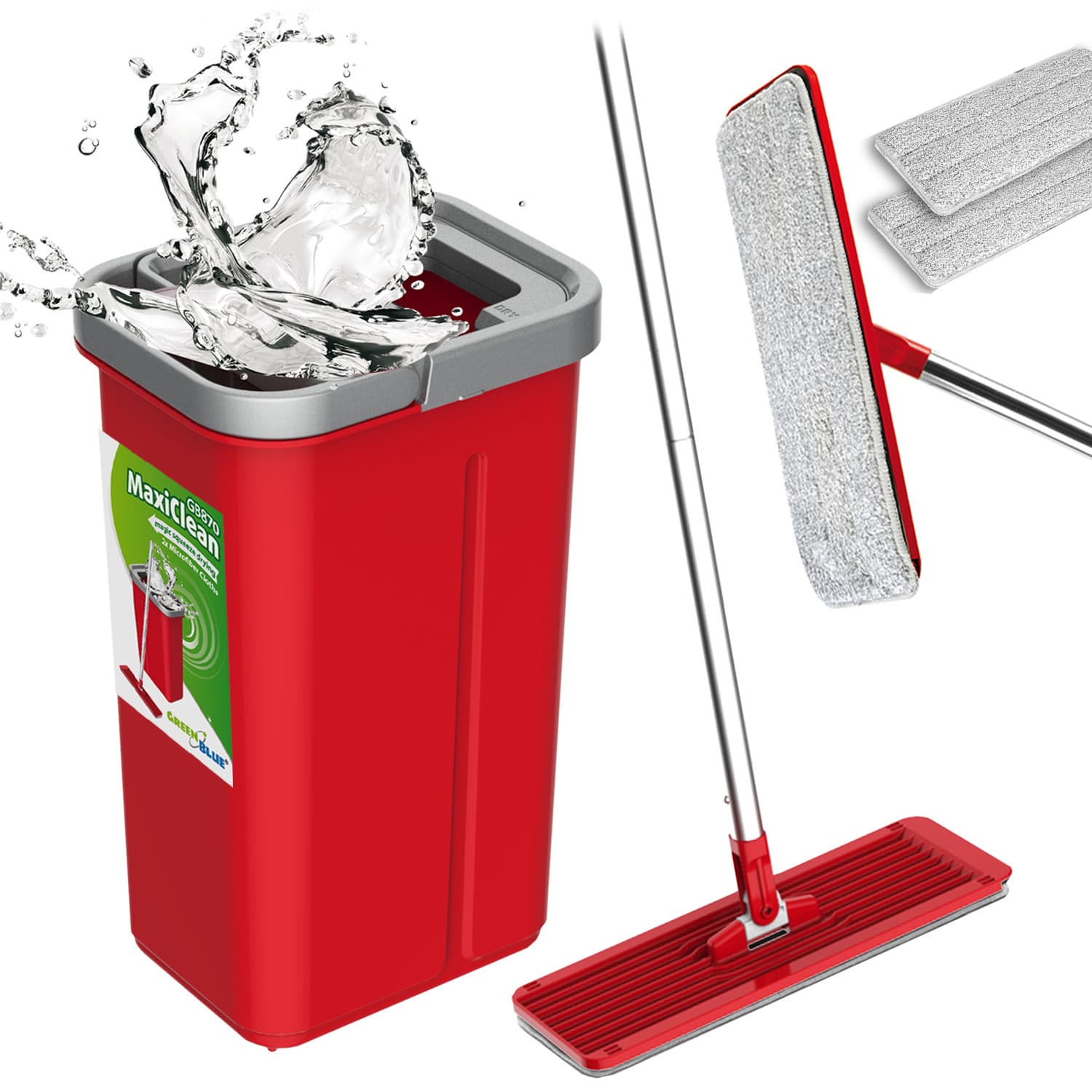 Ploščati mop z vedrom in ožemalcem GreenBlue, 2x mikrovlakna, 5,7 L, MaxiClean GB870