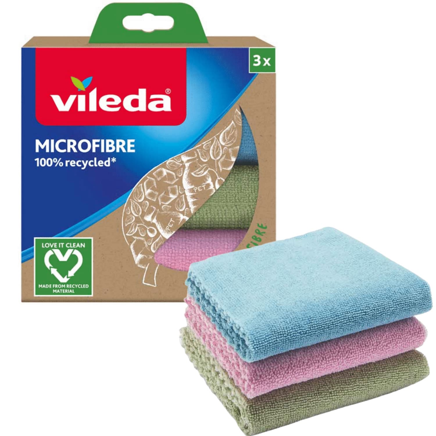 Set 3 Vileda mikrovlakenskih krpic 100% Recycled