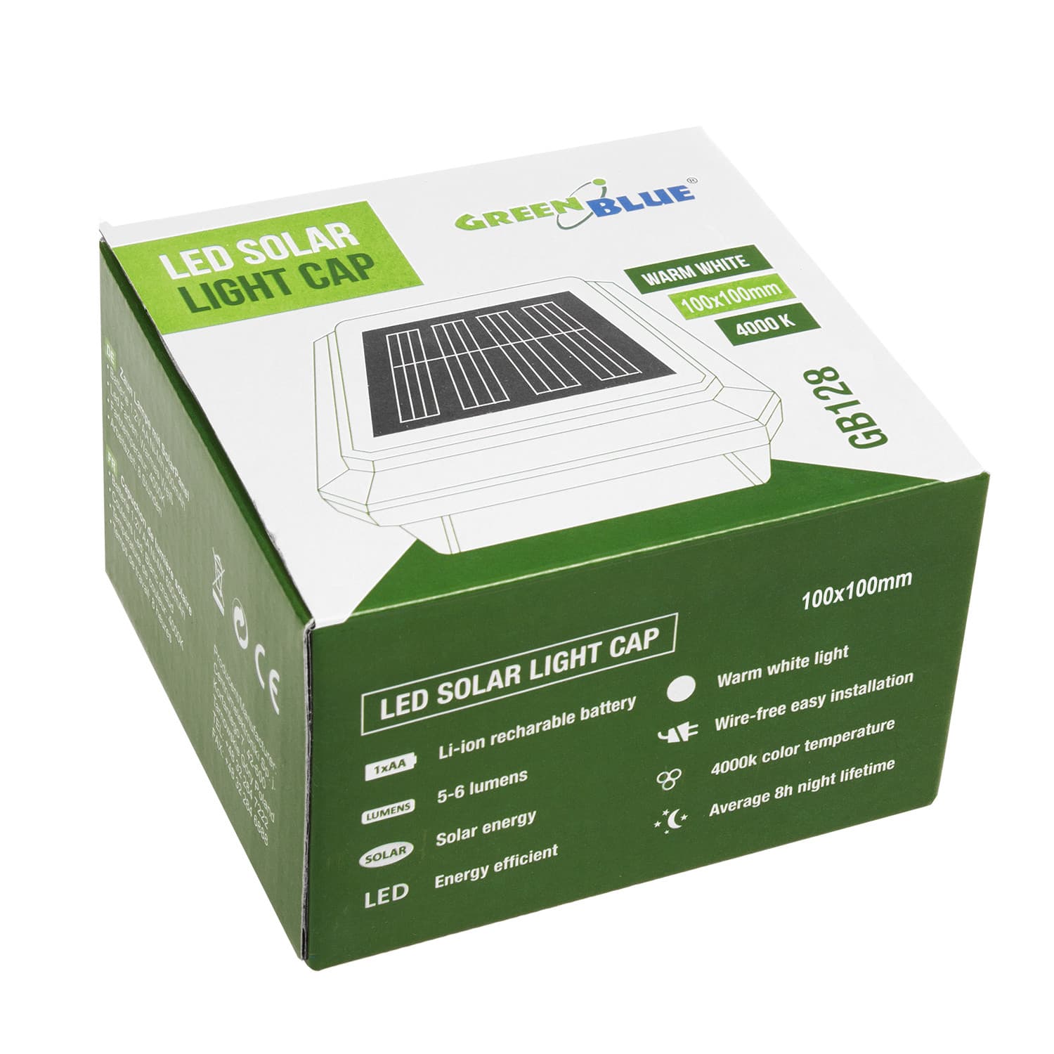 GreenBlue GB128 Solarna LED svetilka za steber, 100x100mm 3