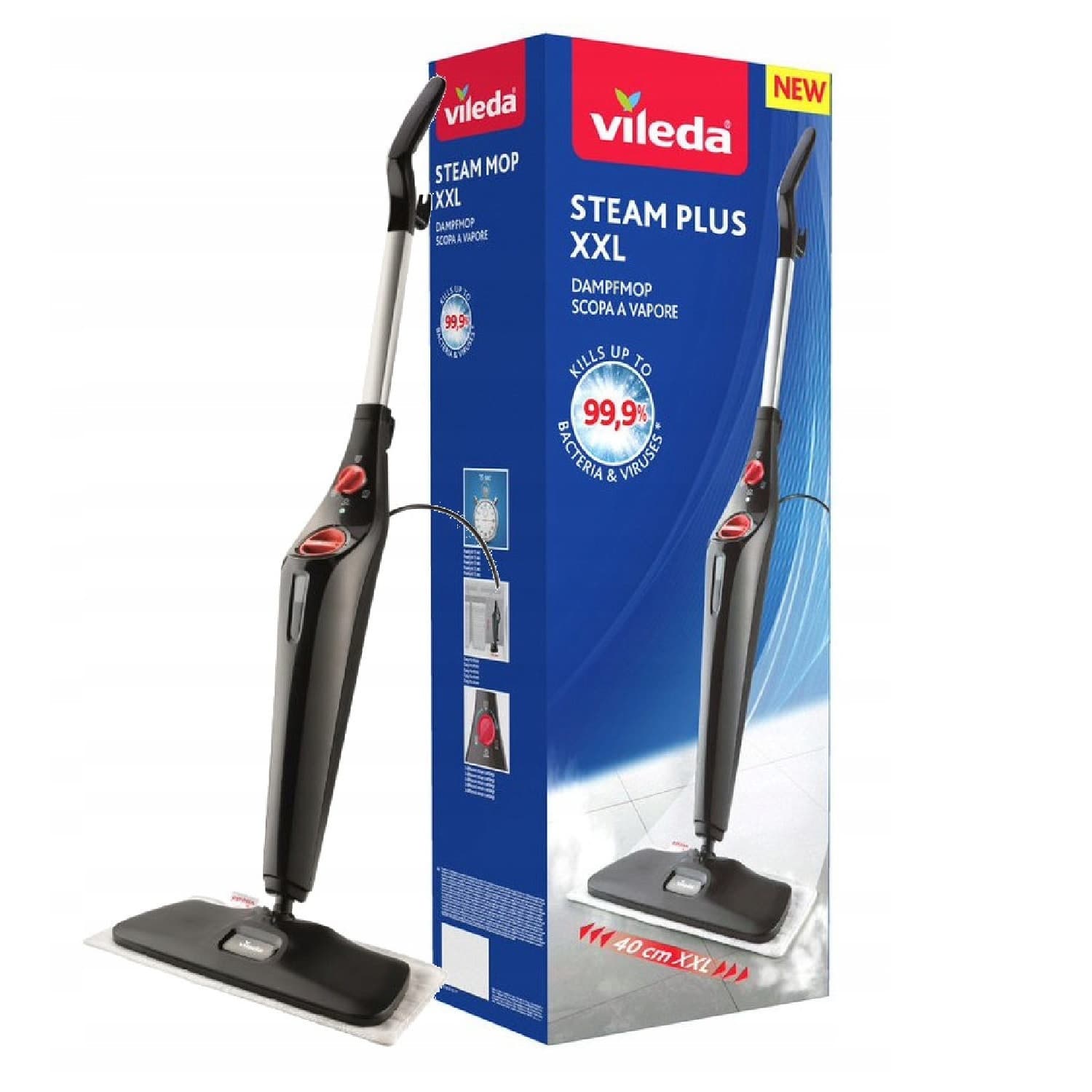 Vileda Steam Plus XXL 3.0 Parni Mop, Hitro segrevanje