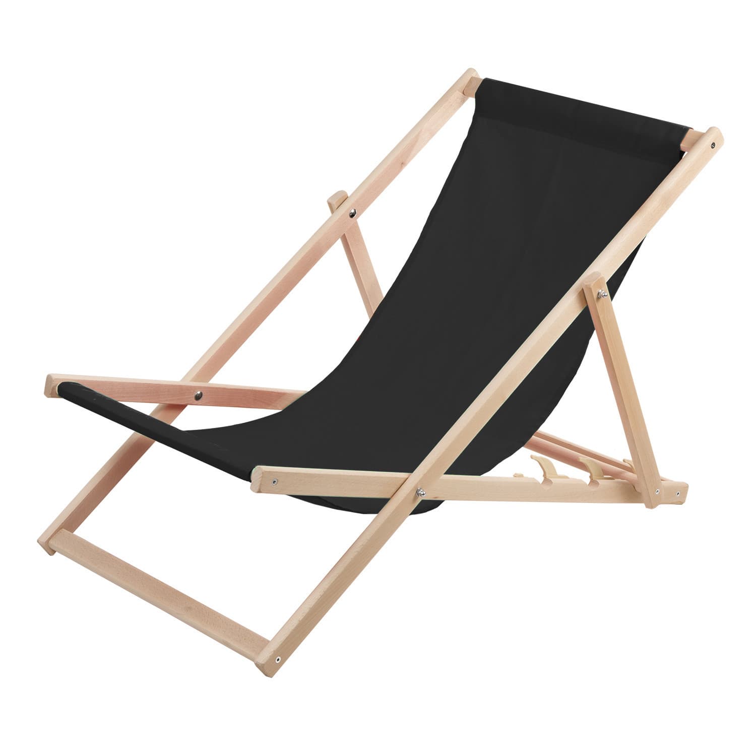 WOODOK ležalnik za plažo, lesen, črn