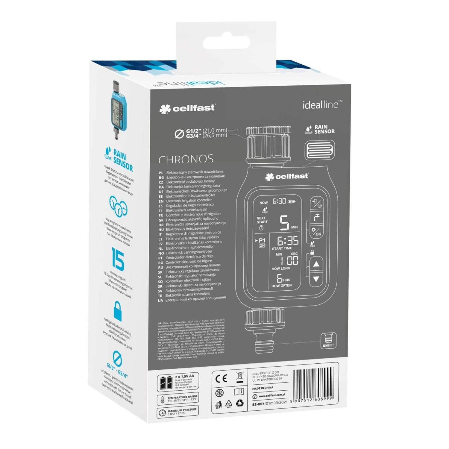 Elektronski časovnik za zalivanje Cellfast Chronos IDEAL 3