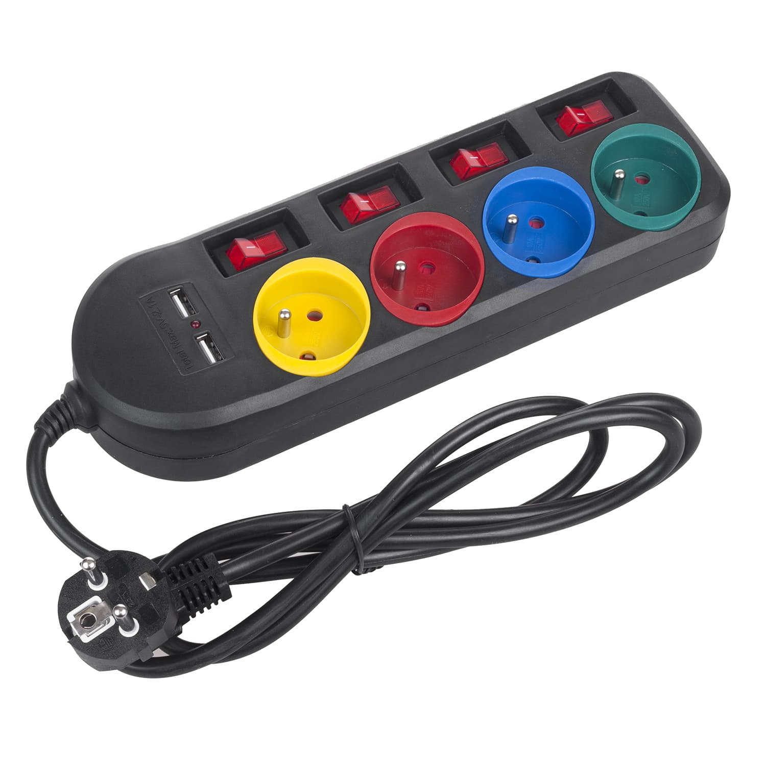 Podaljšek z multiplo 4x230V + 2xUSB Maclean MCE229 B, črn 2