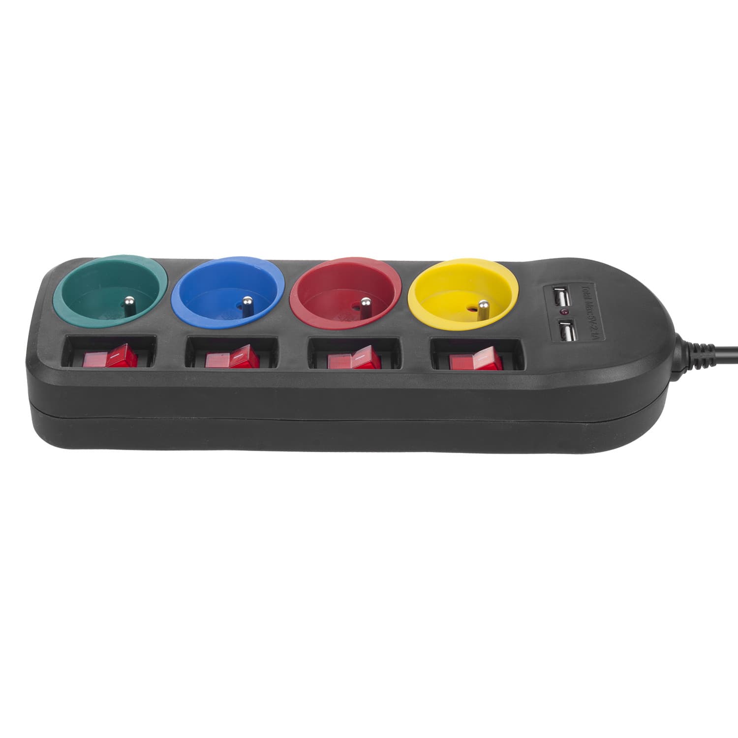 Podaljšek z multiplo 4x230V + 2xUSB Maclean MCE229 B, črn 3