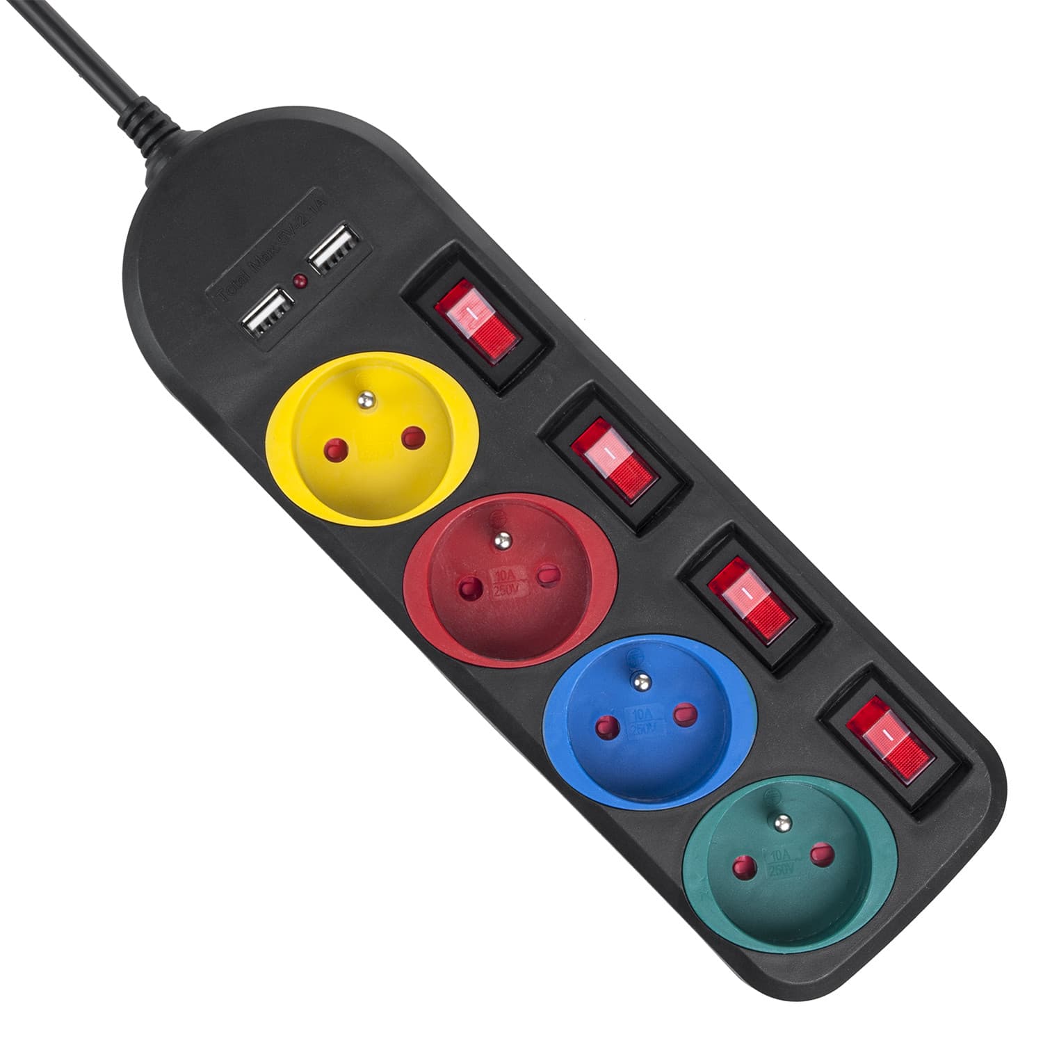 Podaljšek z multiplo 4x230V + 2xUSB Maclean MCE229 B, črn 4