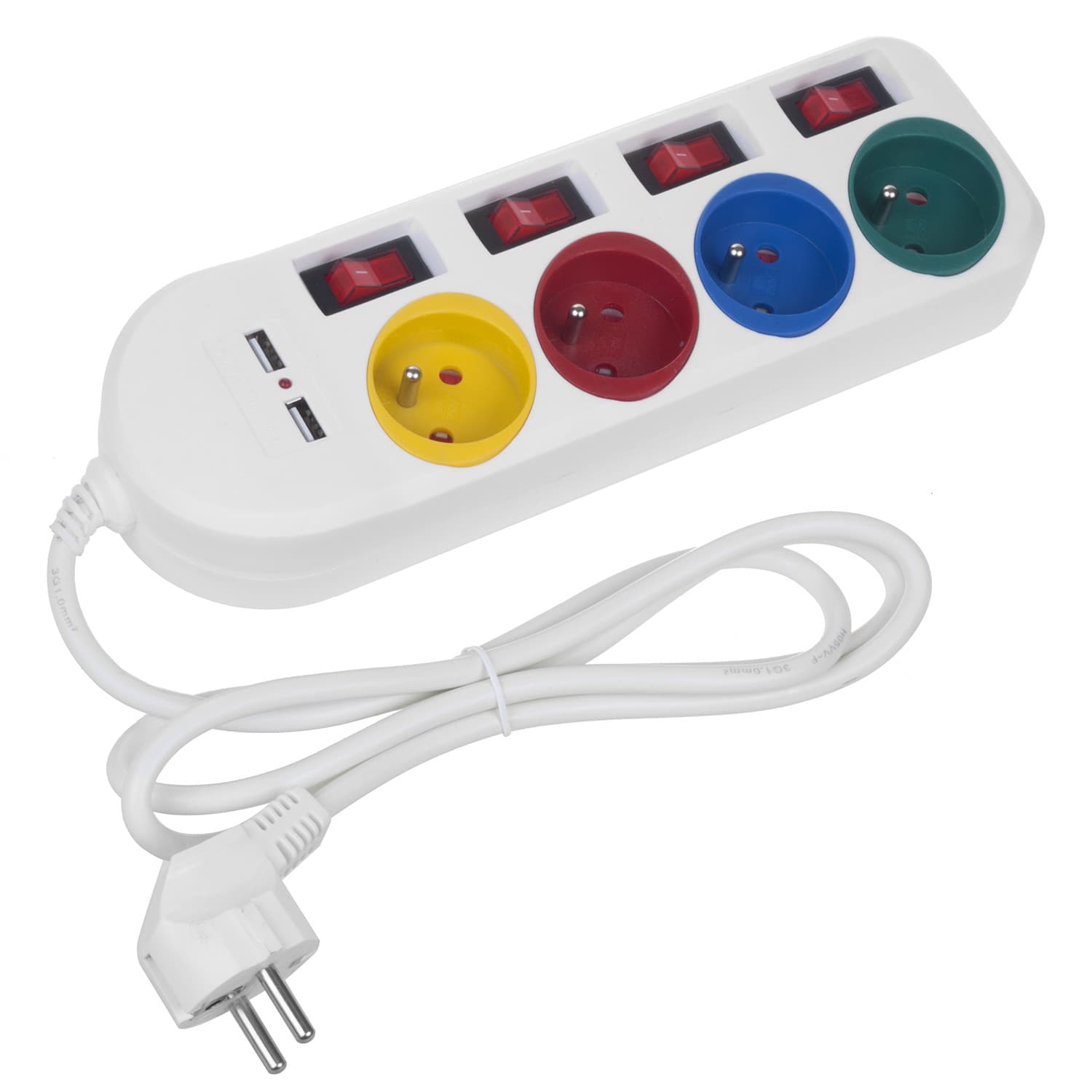 Podaljšek z multiplo 4x230V + 2xUSB Maclean MCE229 W, bela 2