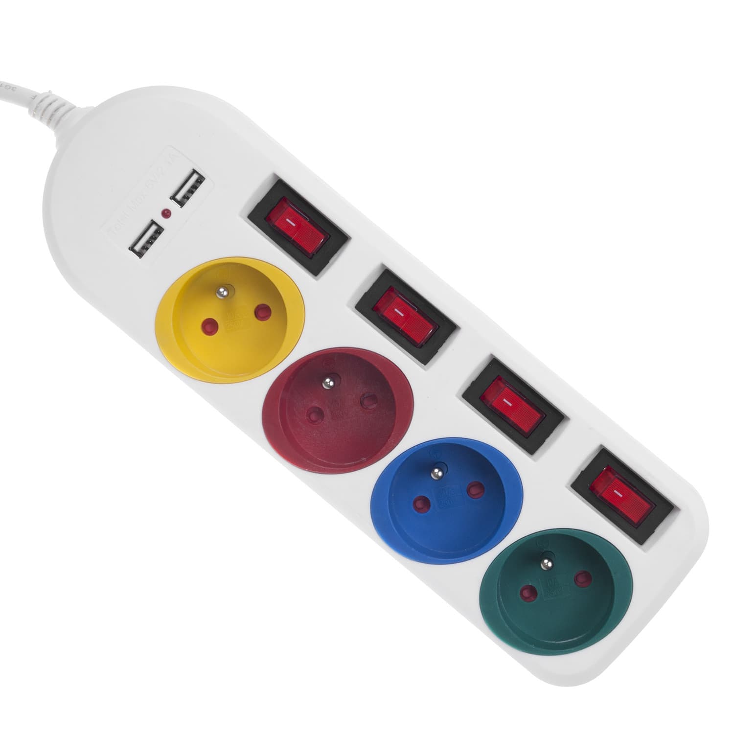 Podaljšek z multiplo 4x230V + 2xUSB Maclean MCE229 W, bela 4