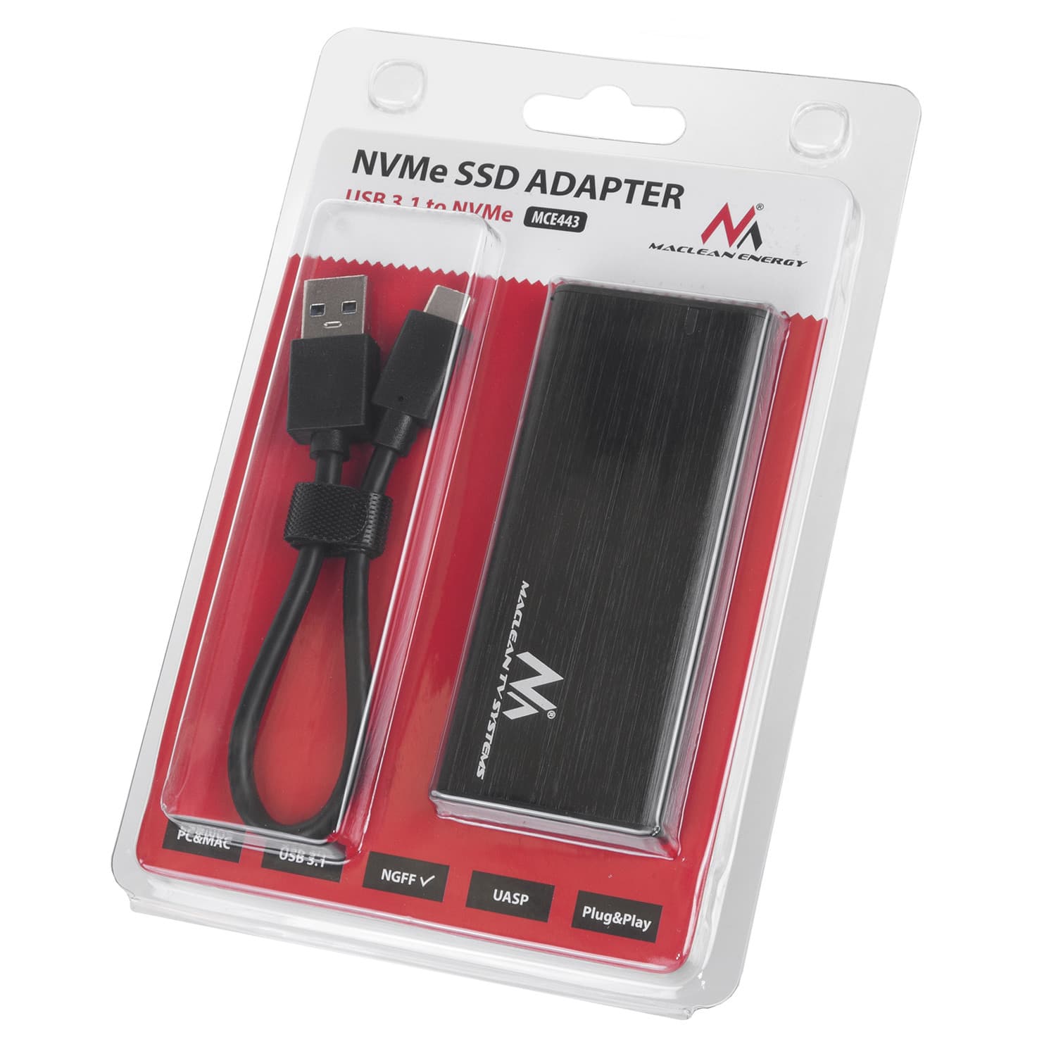 Ohišje za SSD disk Maclean M.2 NVMe (PCIe) / SATA, USB 3.1 4