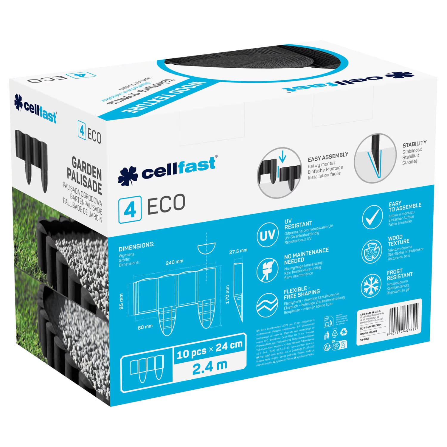 Vrtna palisada Cellfast ECO 2,4 m, antracit 6