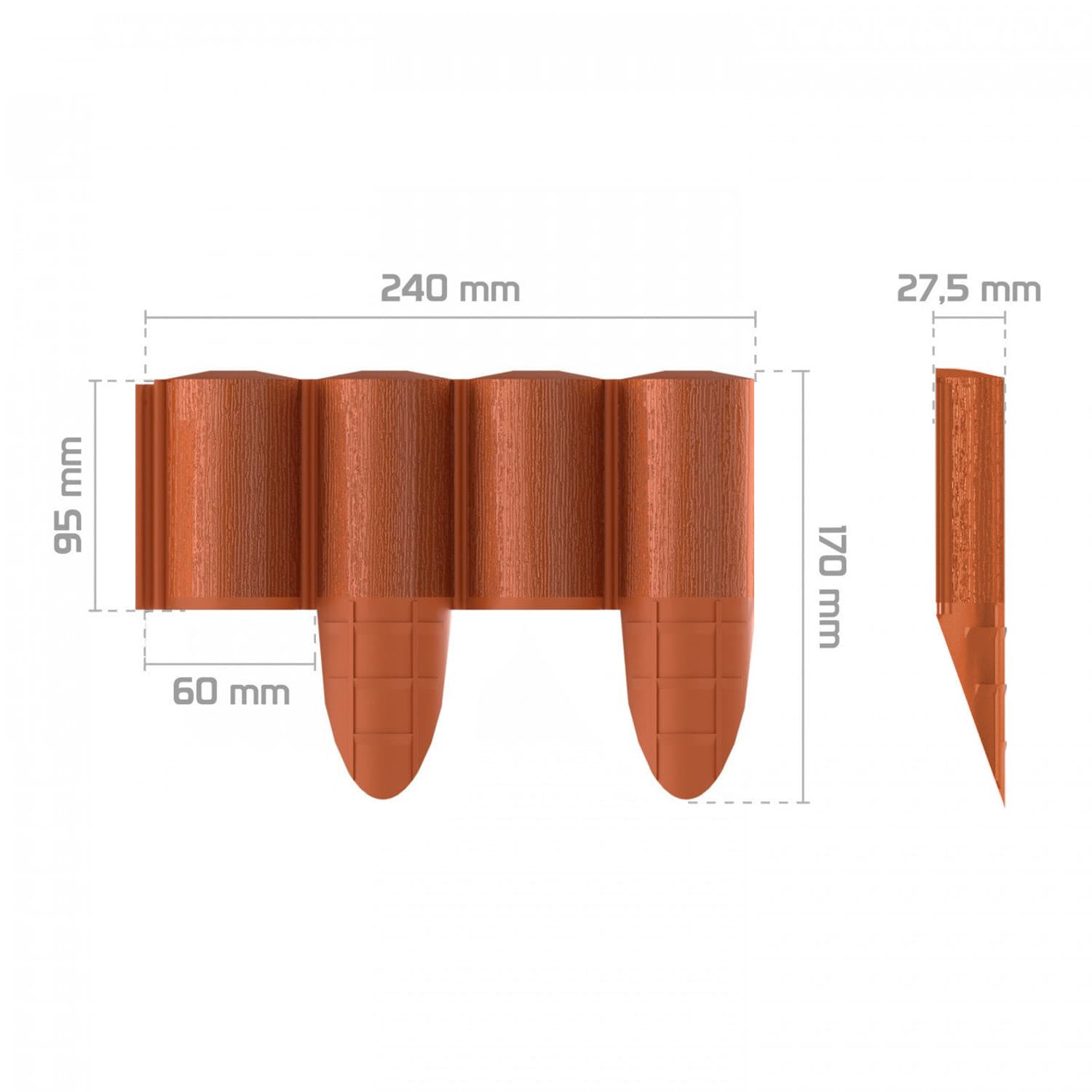 Vrtna palisada Cellfast ECO 2,4 m, rdeča 2