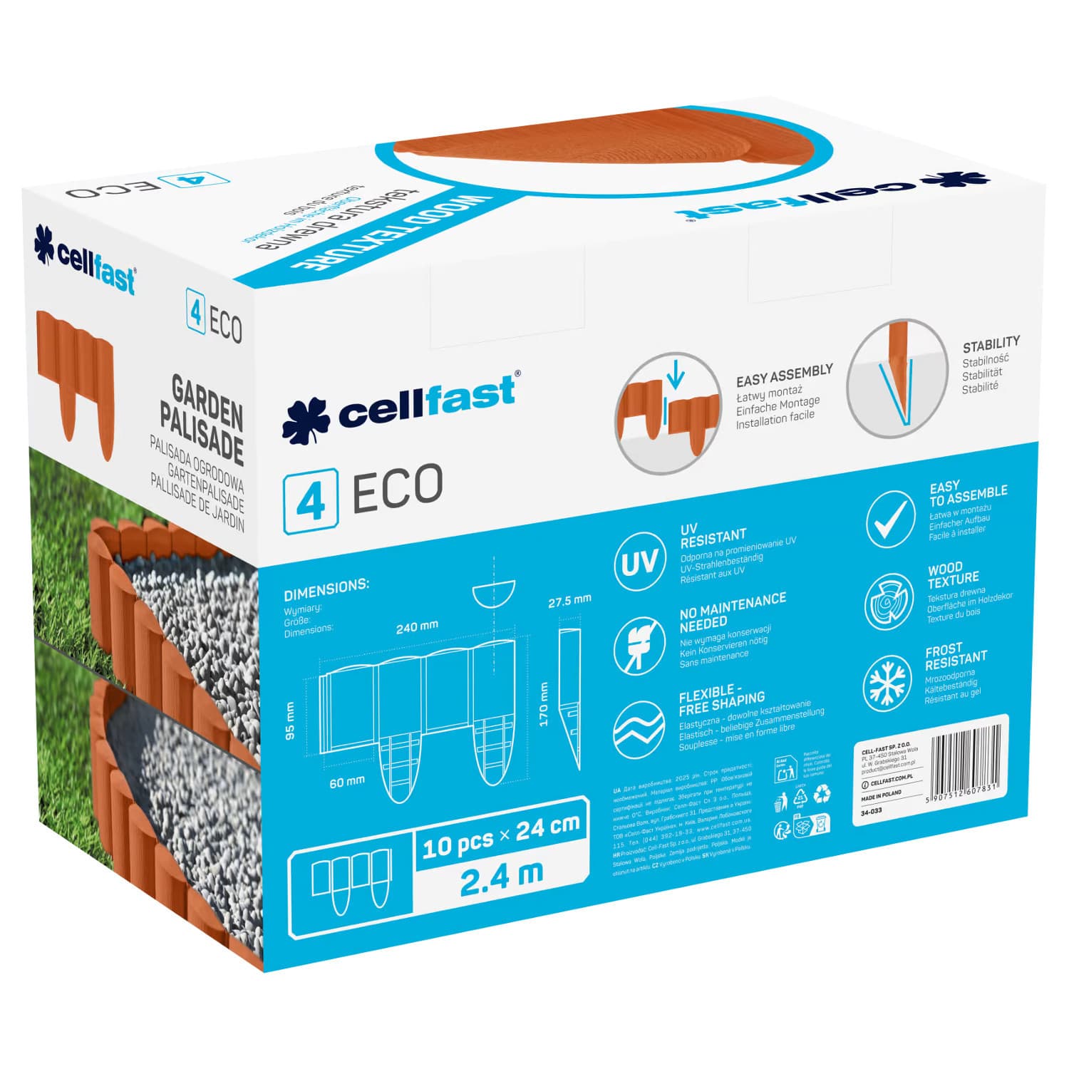 Vrtna palisada Cellfast ECO 2,4 m, rdeča 6
