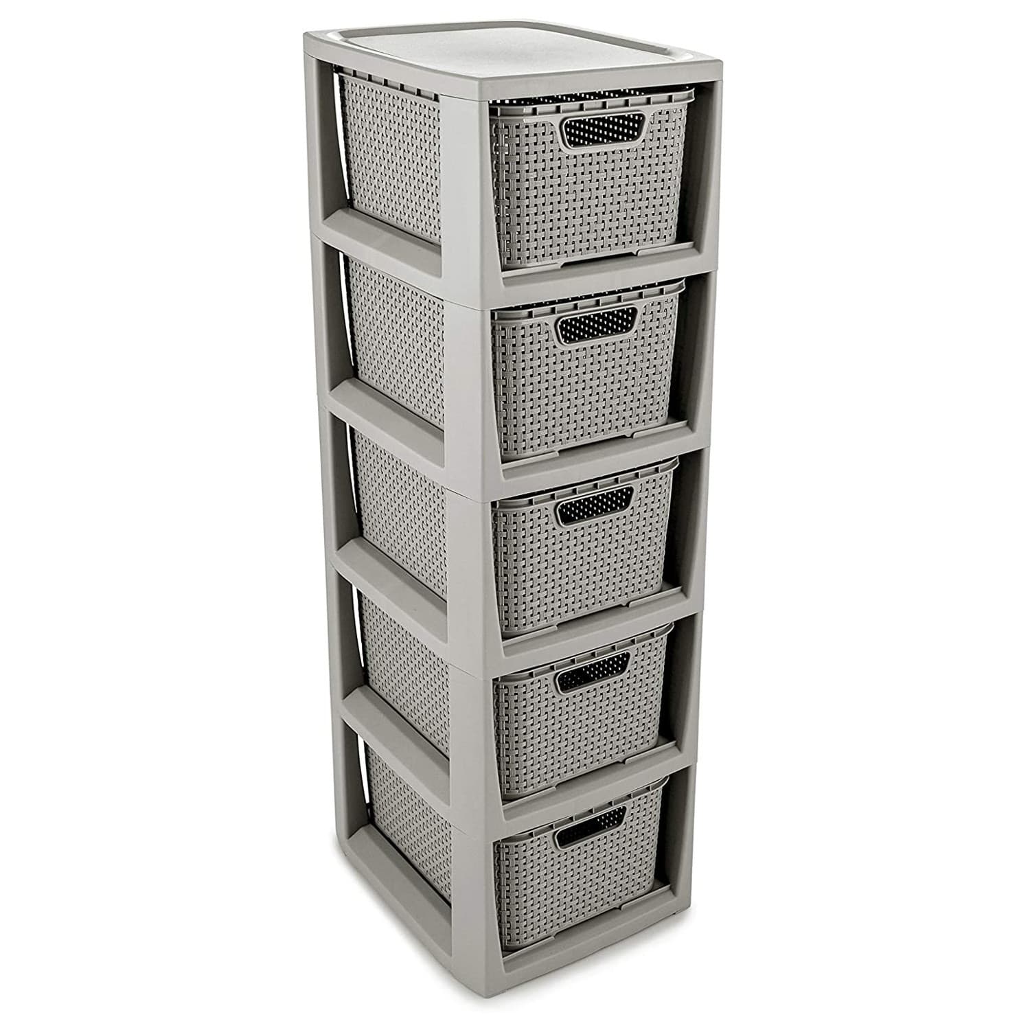 Rgal BranQ Rattan z 5 košarami, siv