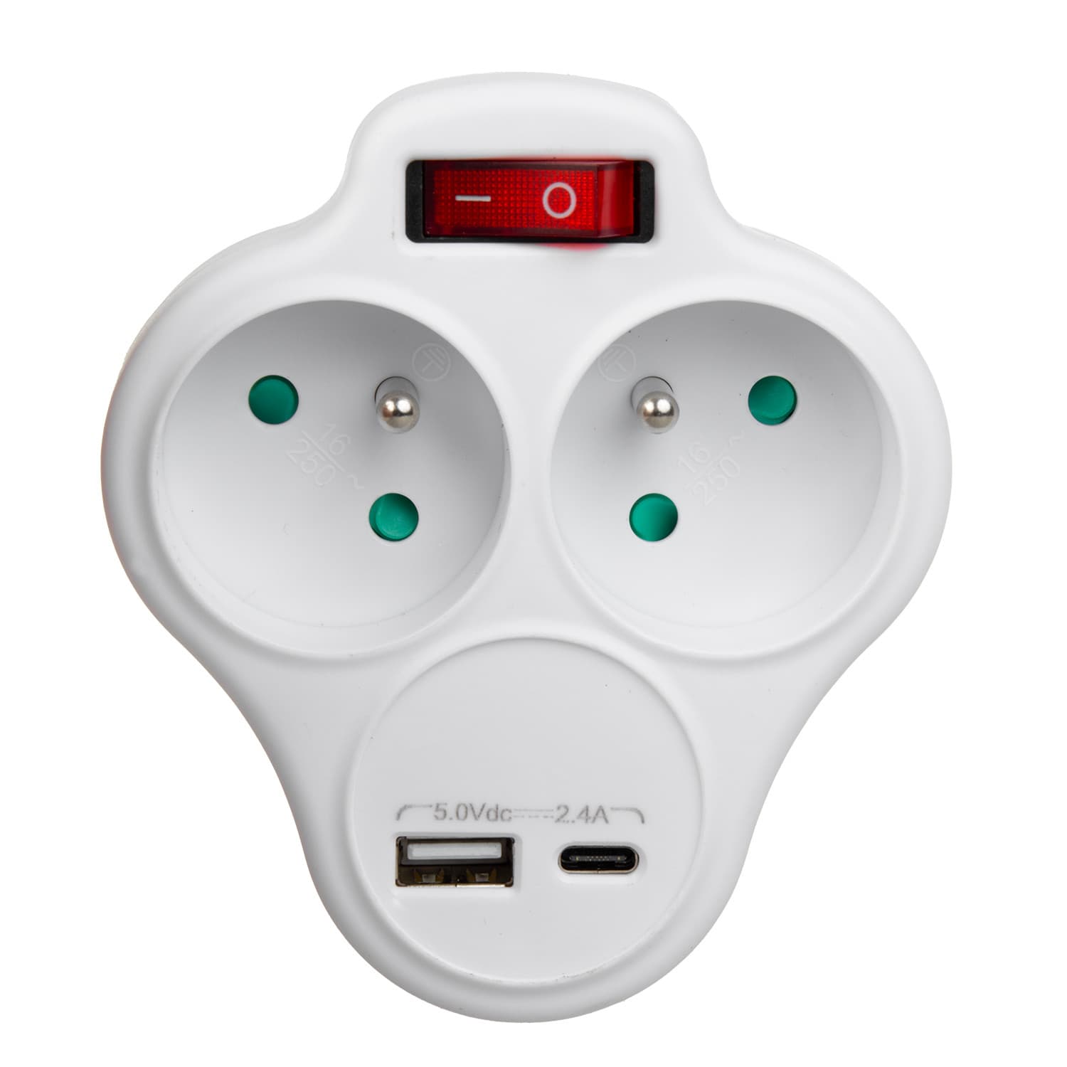 Razš iritev vt in a z 2 vti č n ici in USB A/C 2.4A, tipa E, Maclean 4