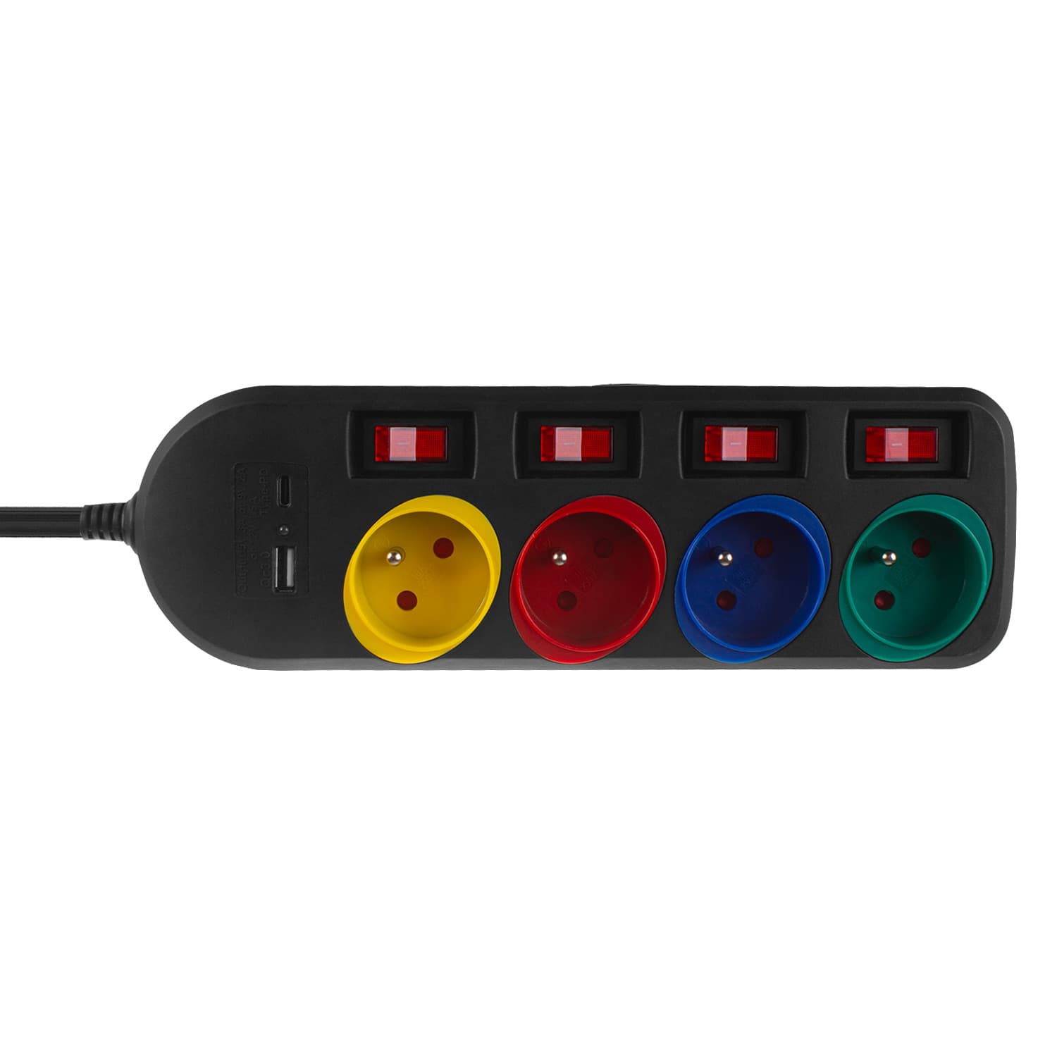 Maclean podaljšek 4 vtičnice + USB A/C, s stikali, 1.5m, črn 3