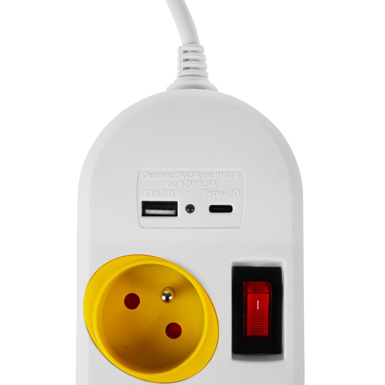 Podaljšek Maclean, 4x 230V + USB A/C vtičnice, stikala, 1.5m, bel 5