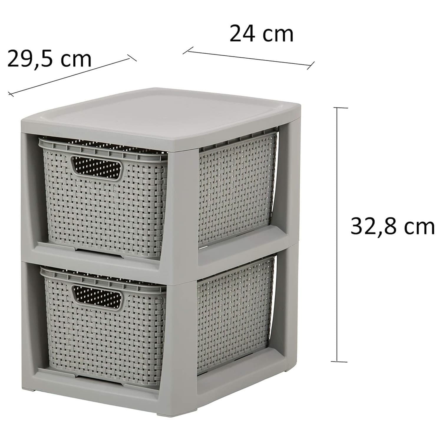 Regal z 2 košarama BranQ Rattan, siv 2