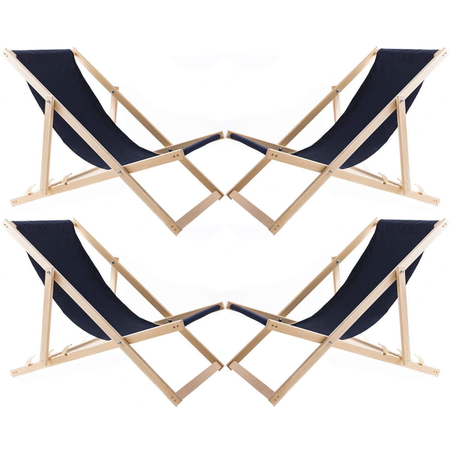 Set 4 vrtnih ležalnikov WOODOK, temno modri