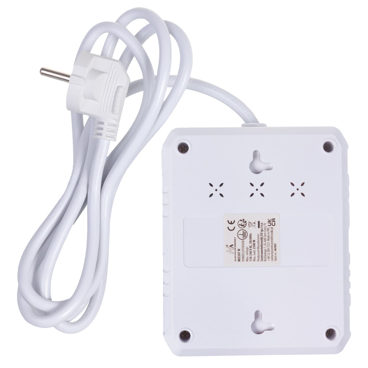 Maclean podaljšek 2x230V + 3xUSB, 1.5m, bela 3