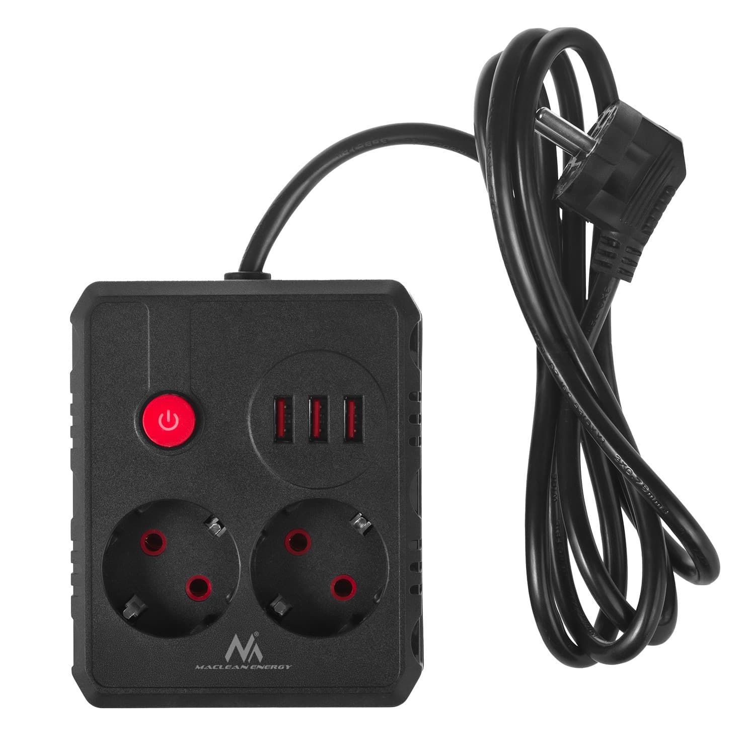 Maclean podaljšek 2x230V + 3xUSB, 1.5m, črna 2