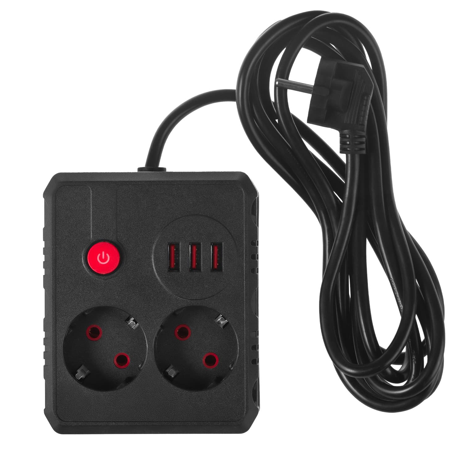 Maclean podaljšek 2x230V + 3xUSB, 3m, črna 2