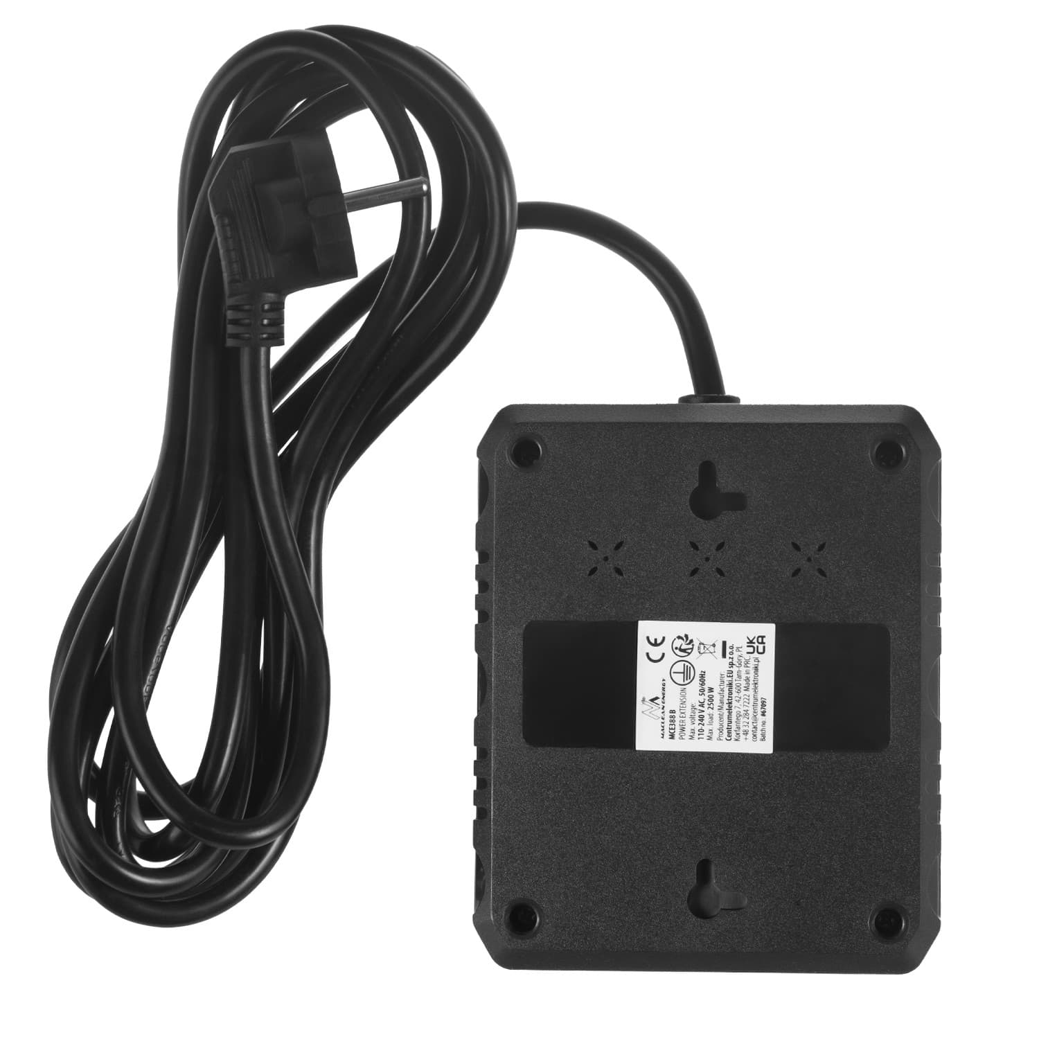 Maclean podaljšek 2x230V + 3xUSB, 3m, črna 3