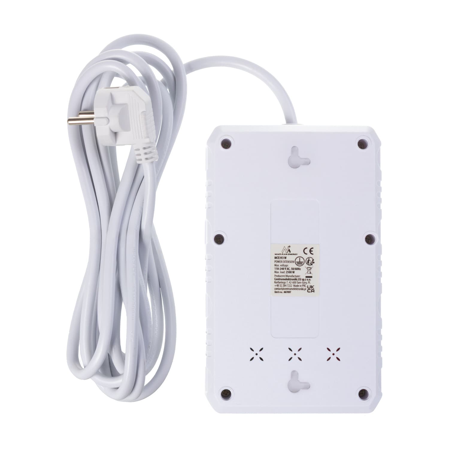 Maclean podaljšek 4x230V + 3xUSB, 3m, bela 3