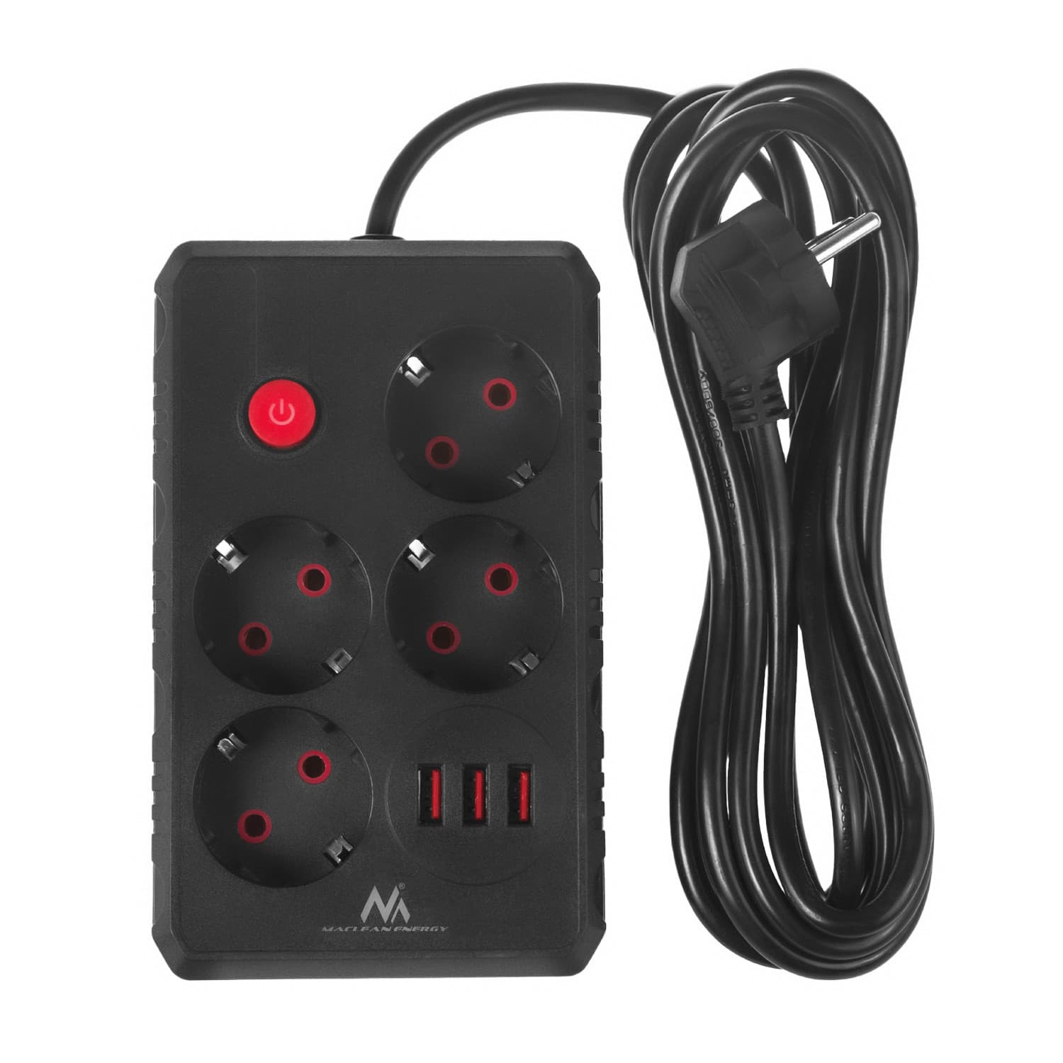 Maclean podaljšek 4x230V + 3xUSB, 3m, črna 2