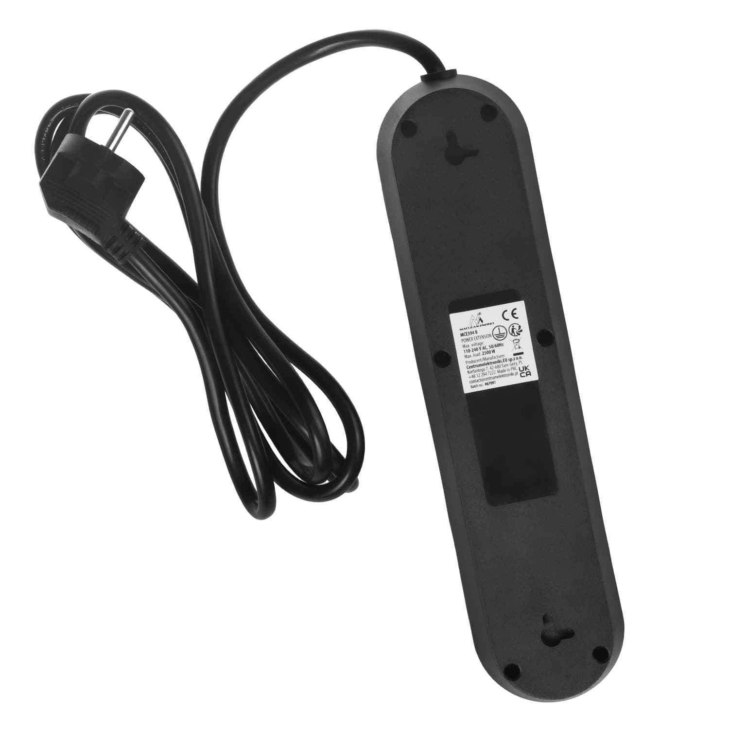 Maclean podaljšek 3x230V + 3xUSB, 1.5m, črna 3