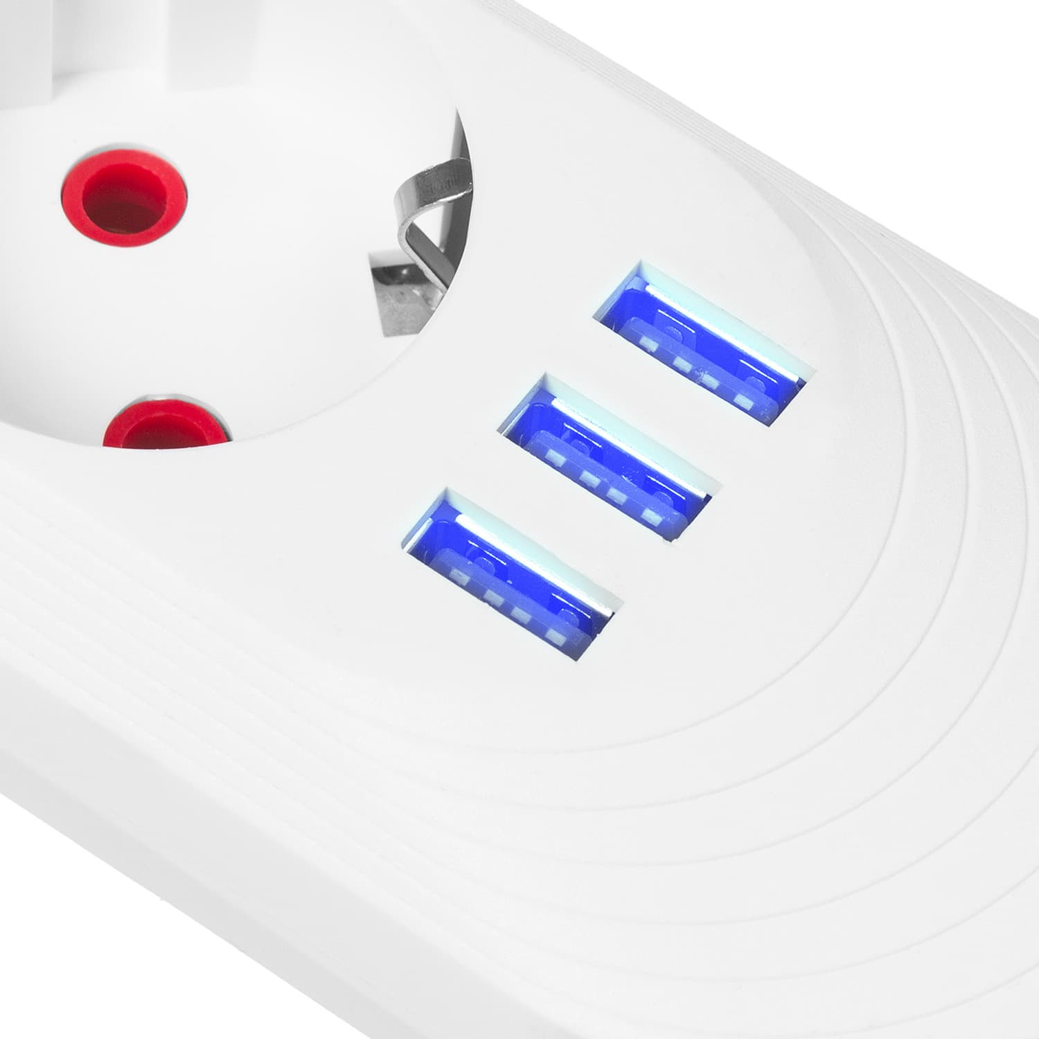 Podaljšek Maclean 5 vtičnic + 3xUSB, 1.5m, bel 6