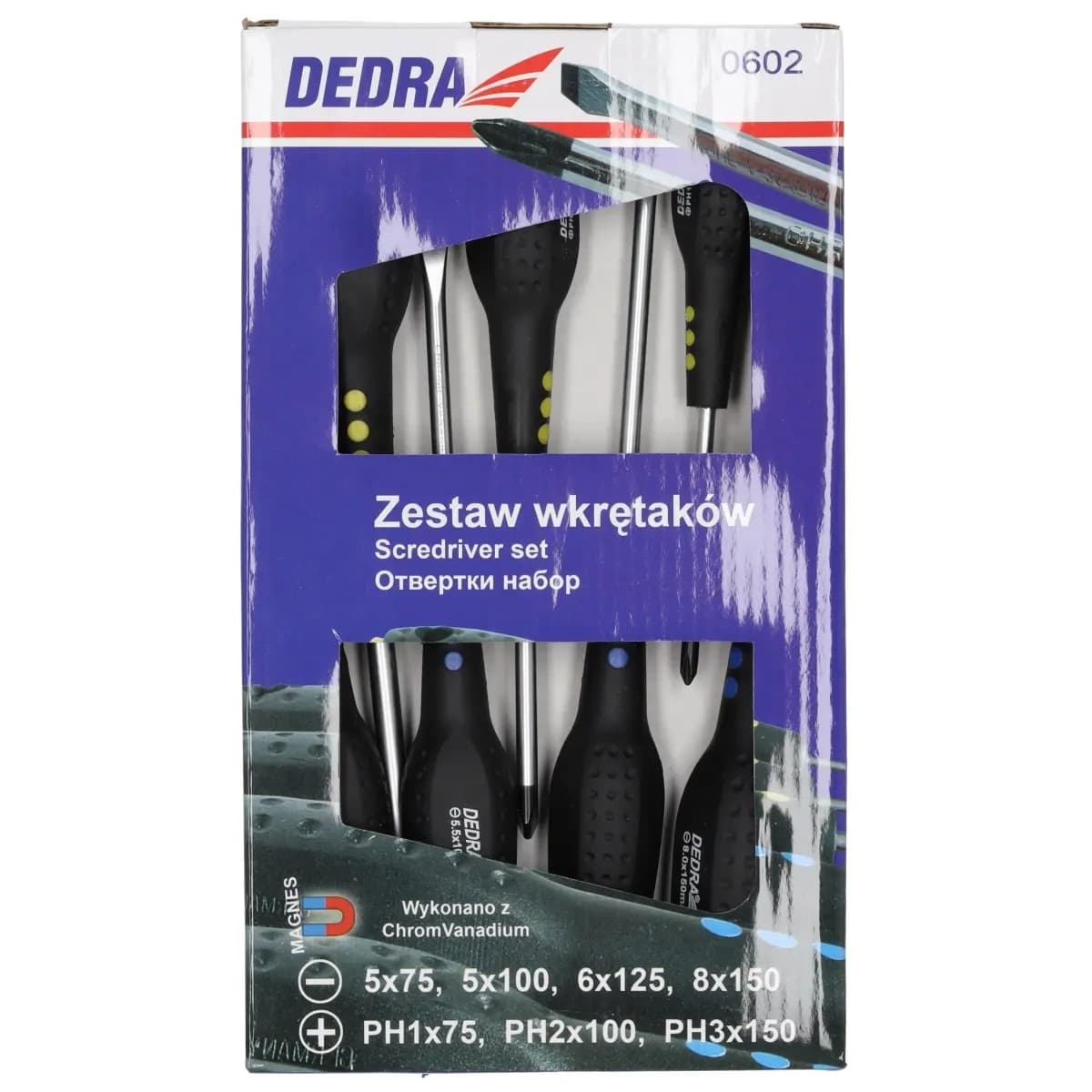 Dedra Set izvijačev CRV, gumijast ročaj, 7 kos. 2