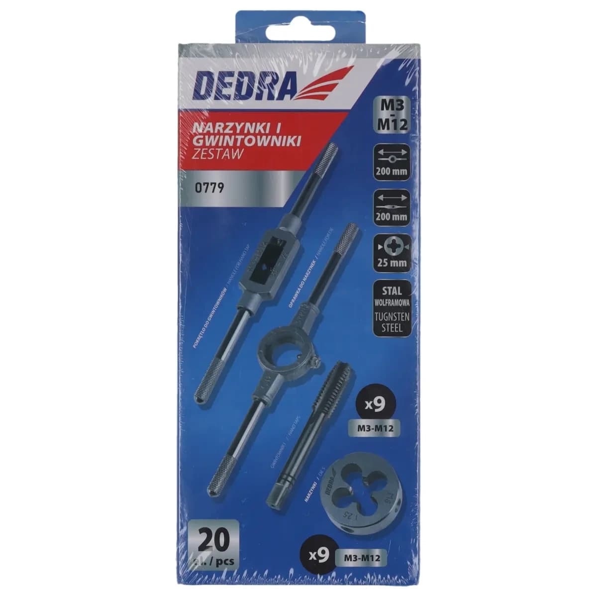 Dedra Set navojev in nareznih svedrov M3-M12, 20 kosov 3